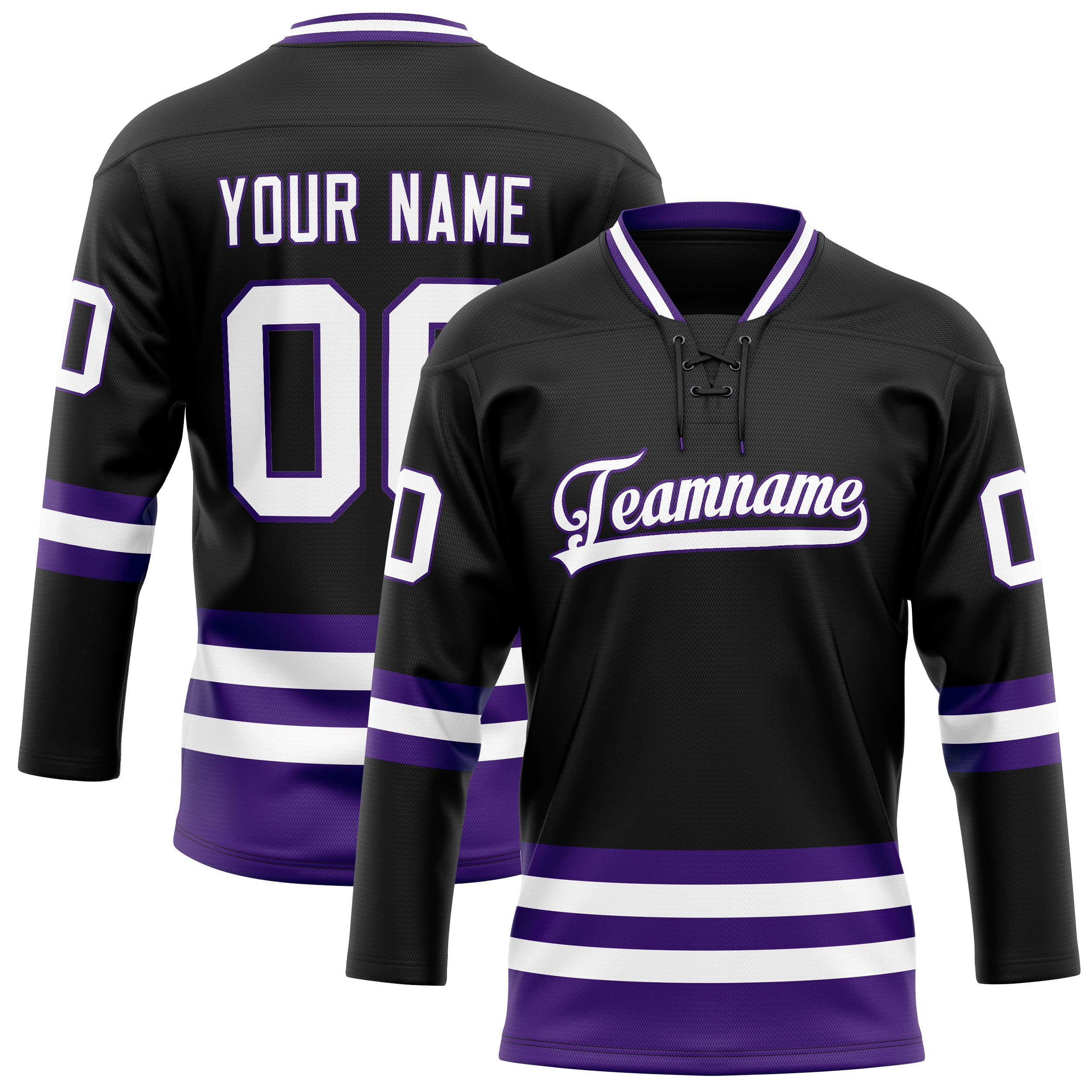 Custom Black Purple Solid Colour Hockey Jersey