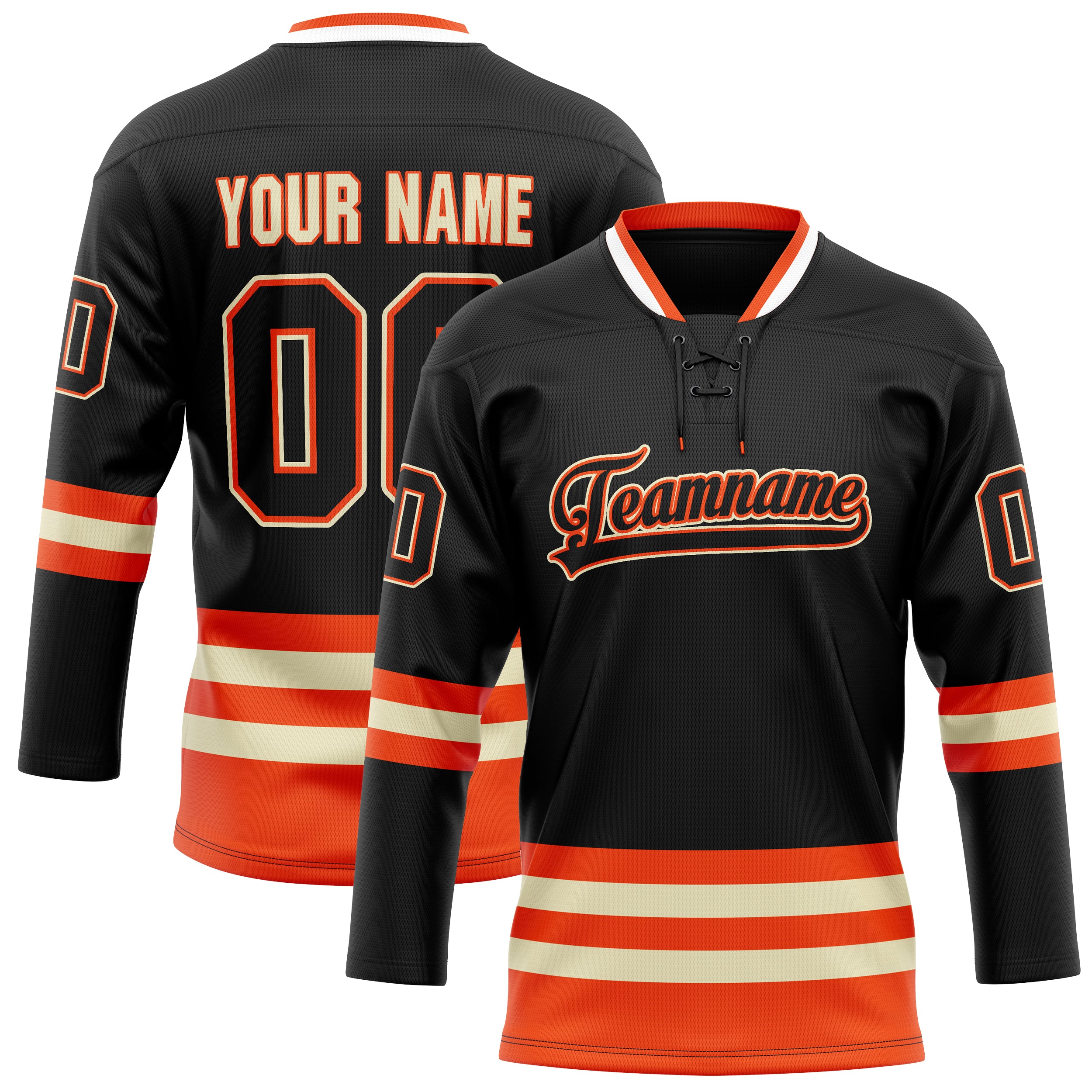 Custom Black Orange Solid Colour Hockey Jersey