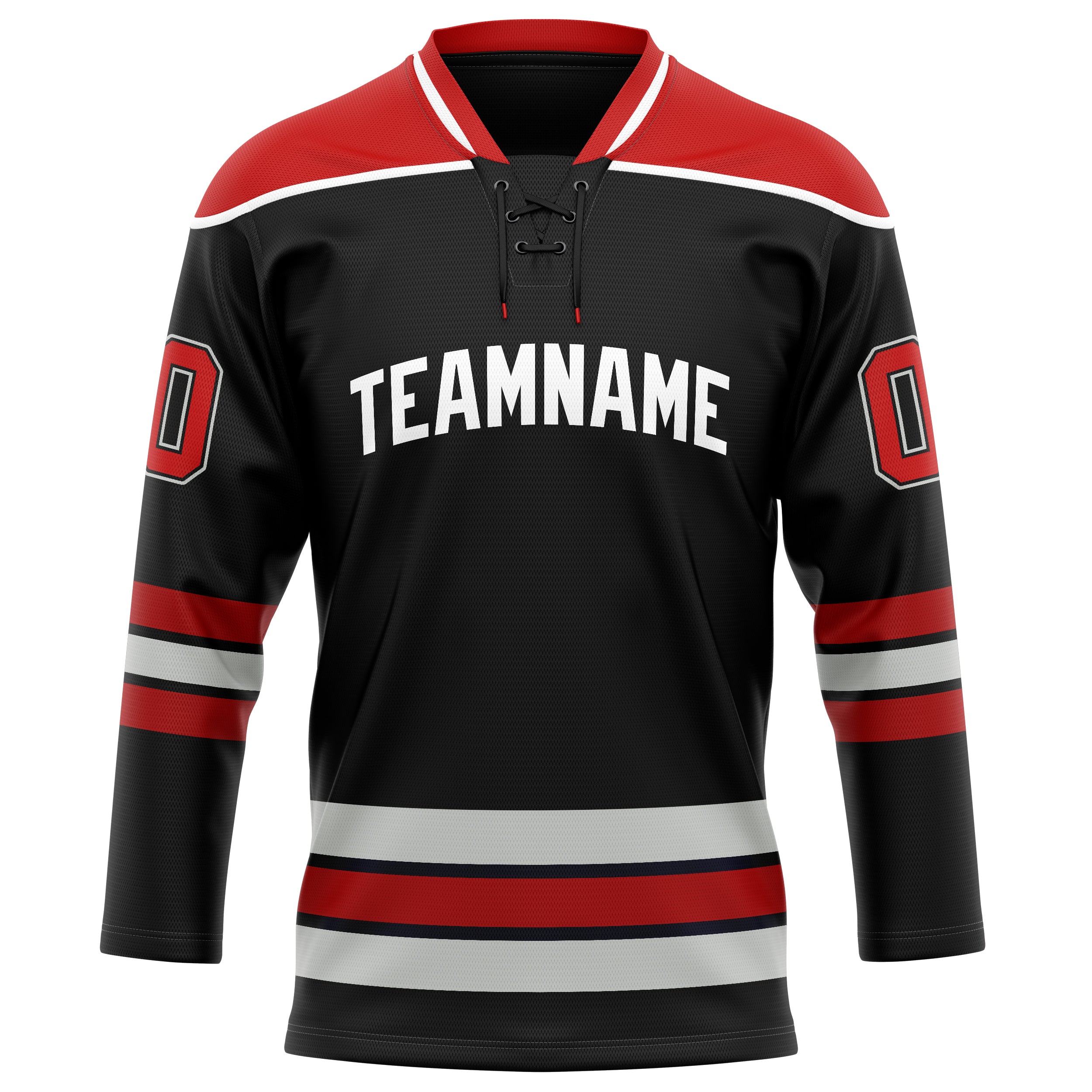 Custom Black Red Solid Colour Hockey Jersey