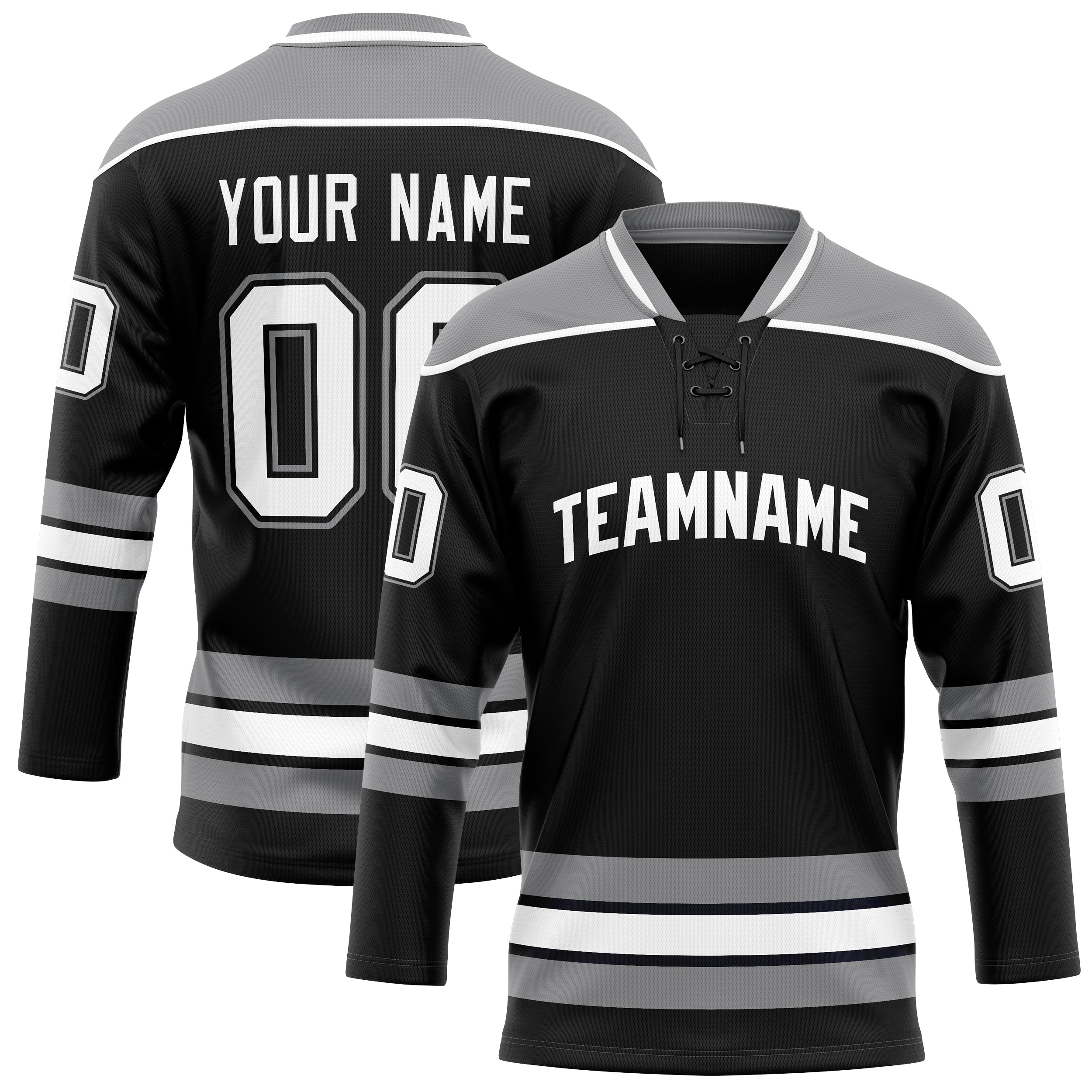 Custom Black Gray Solid Colour Hockey Jersey