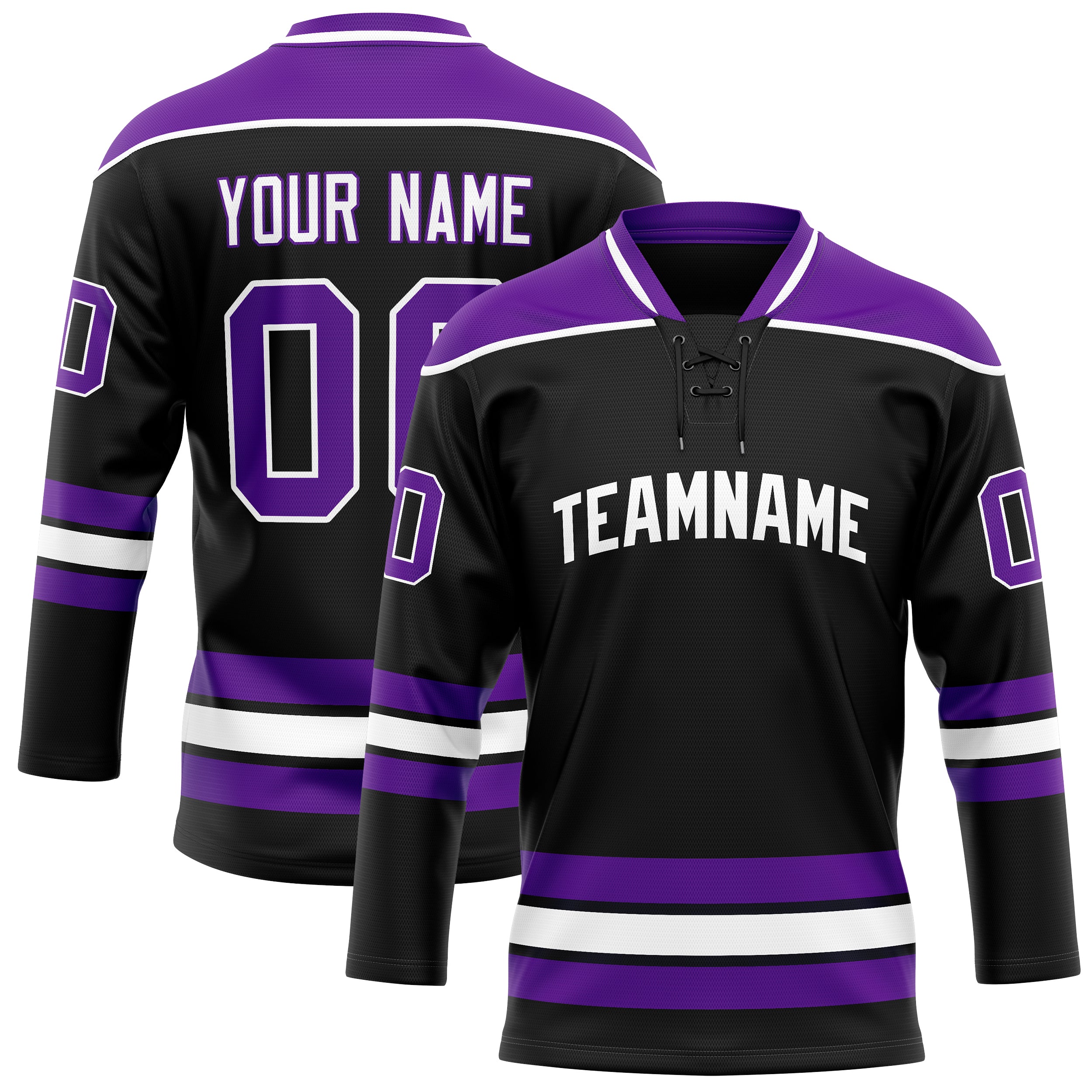 Custom Black Purple Solid Colour Hockey Jersey