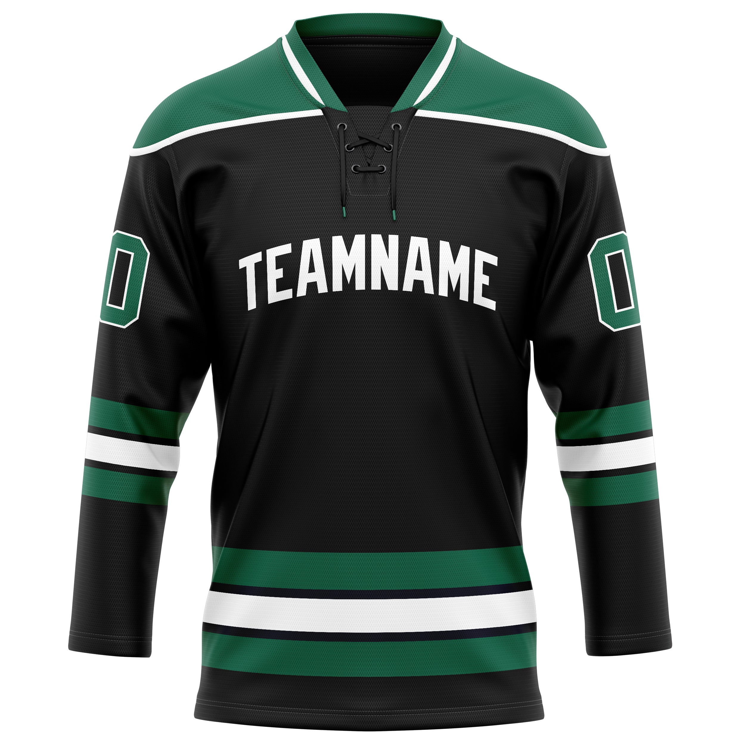 Custom Black Kelly Green Solid Colour Hockey Jersey