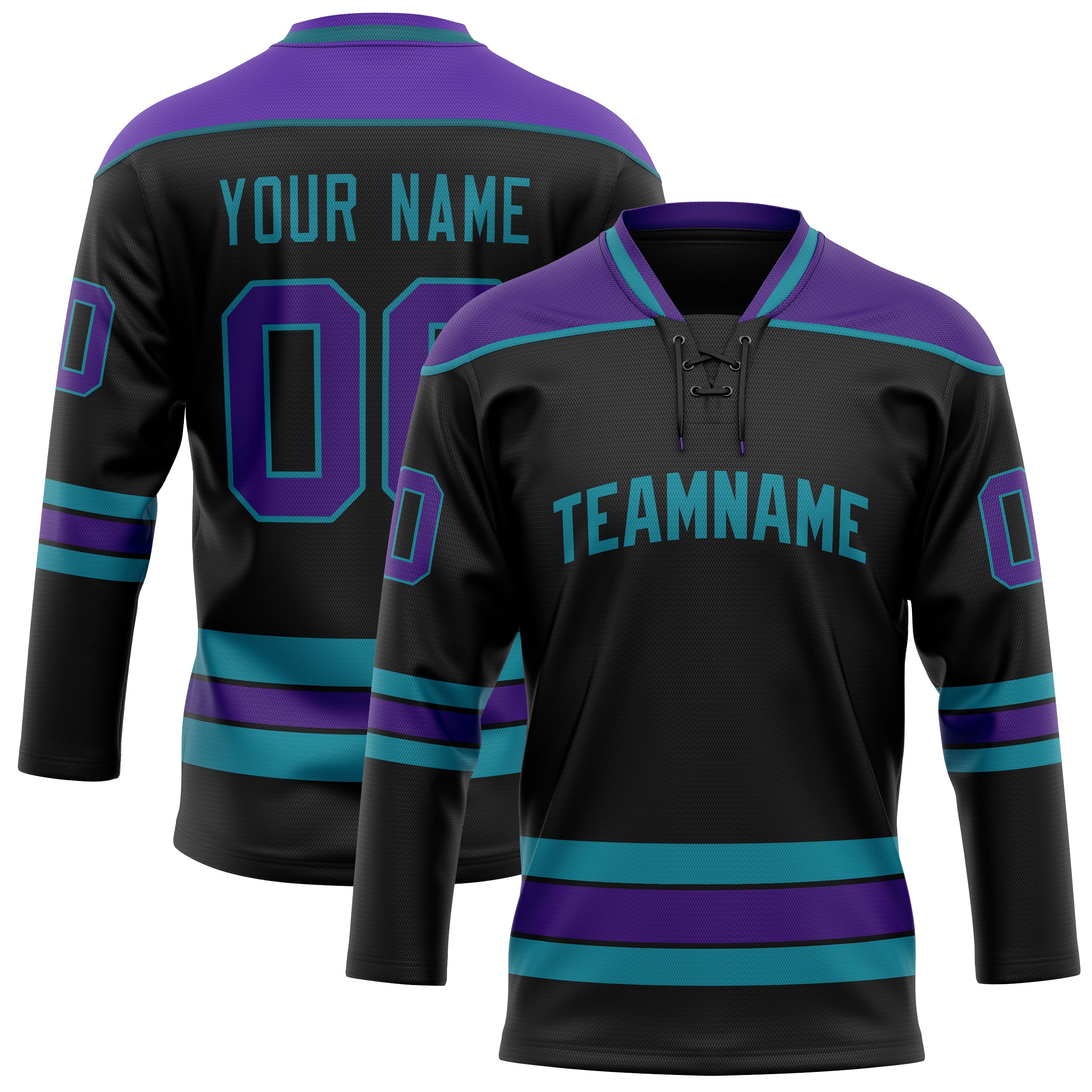 Custom Black Purple Solid Colour Hockey Jersey
