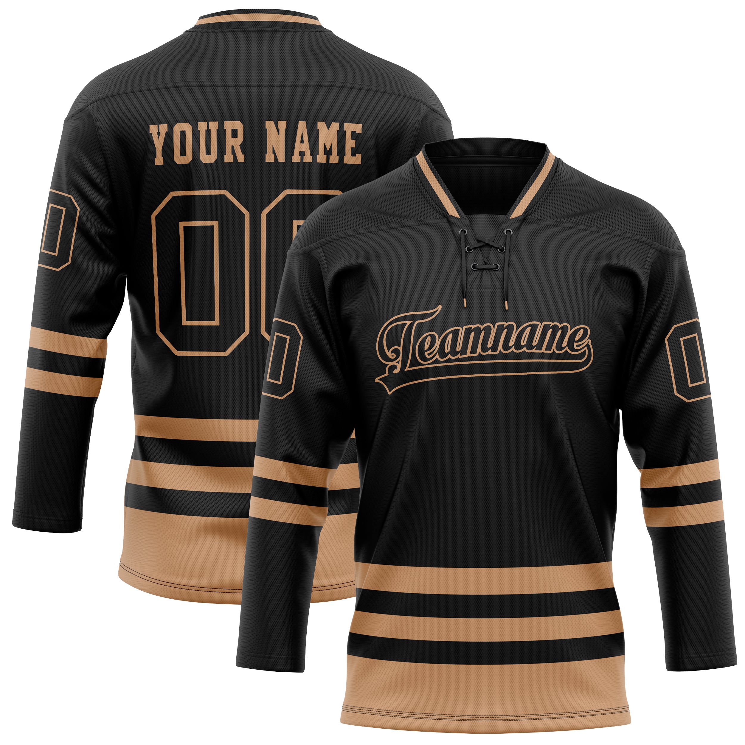 Custom Black Old Gold Solid Colour Hockey Jersey