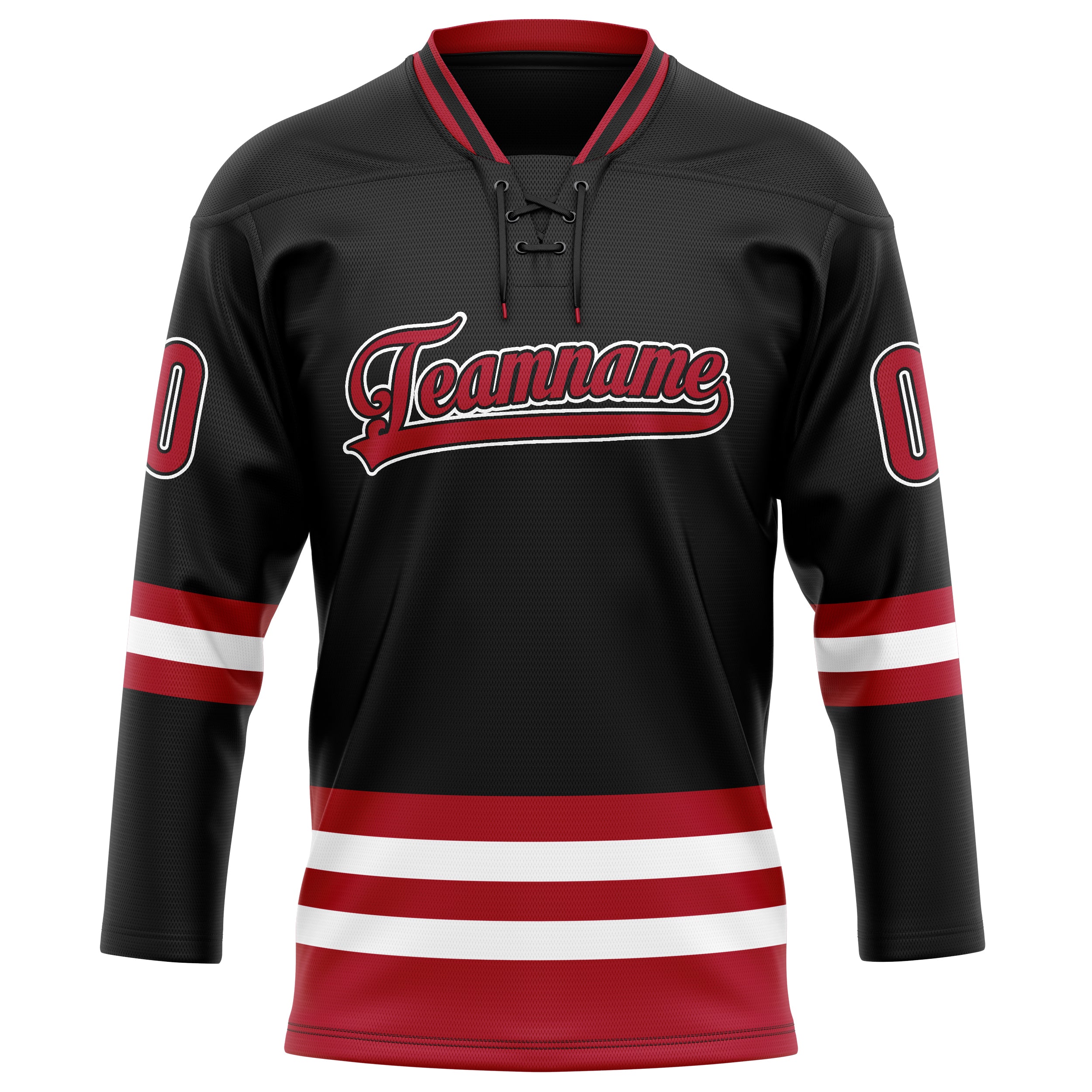 Custom Black Red Solid Colour Hockey Jersey