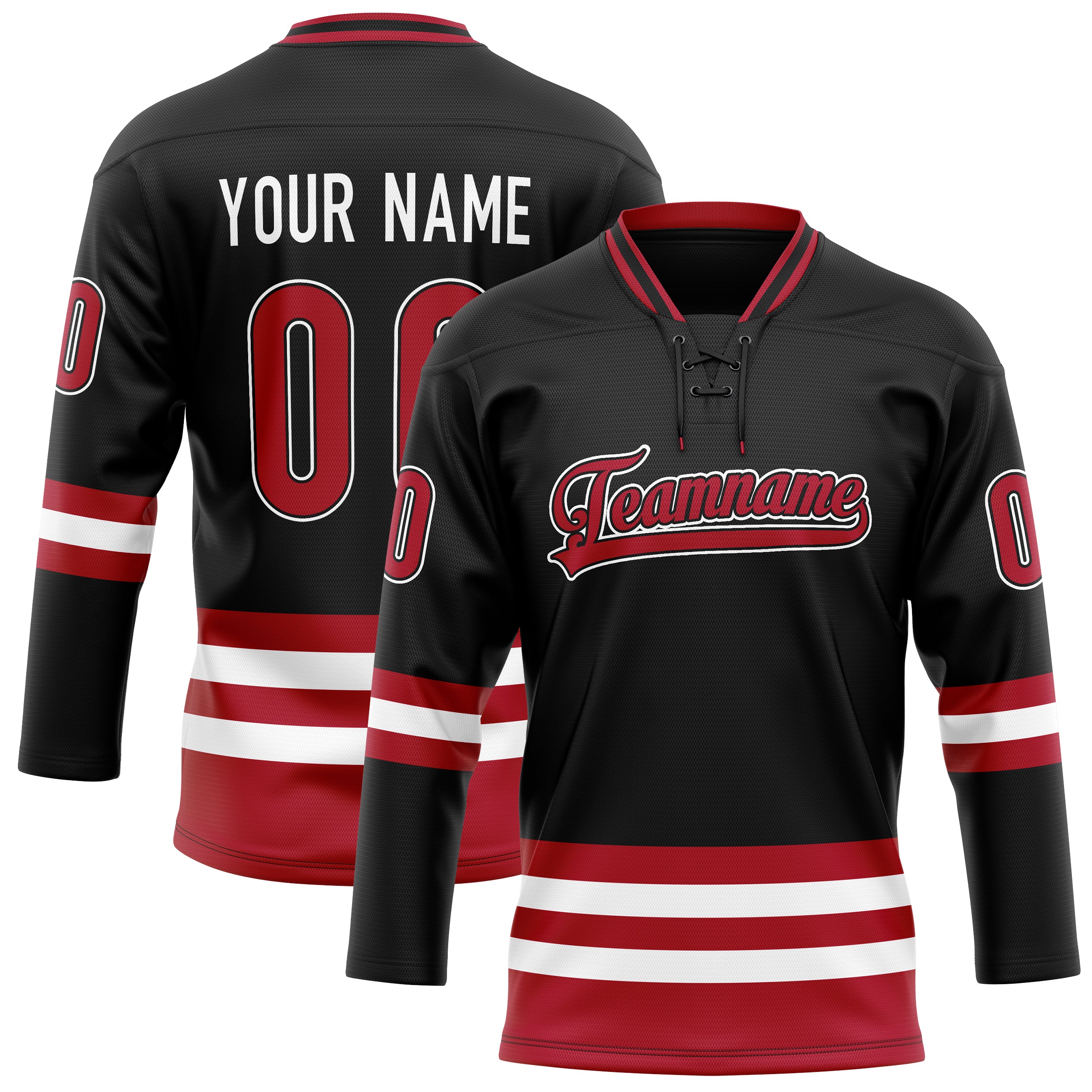 Custom Black Red Solid Colour Hockey Jersey