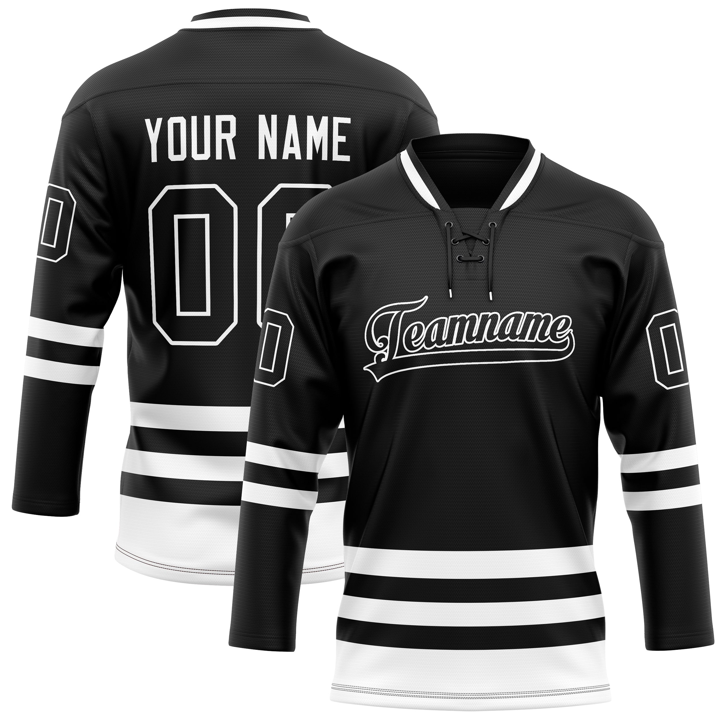 Custom Black White Solid Colour Hockey Jersey