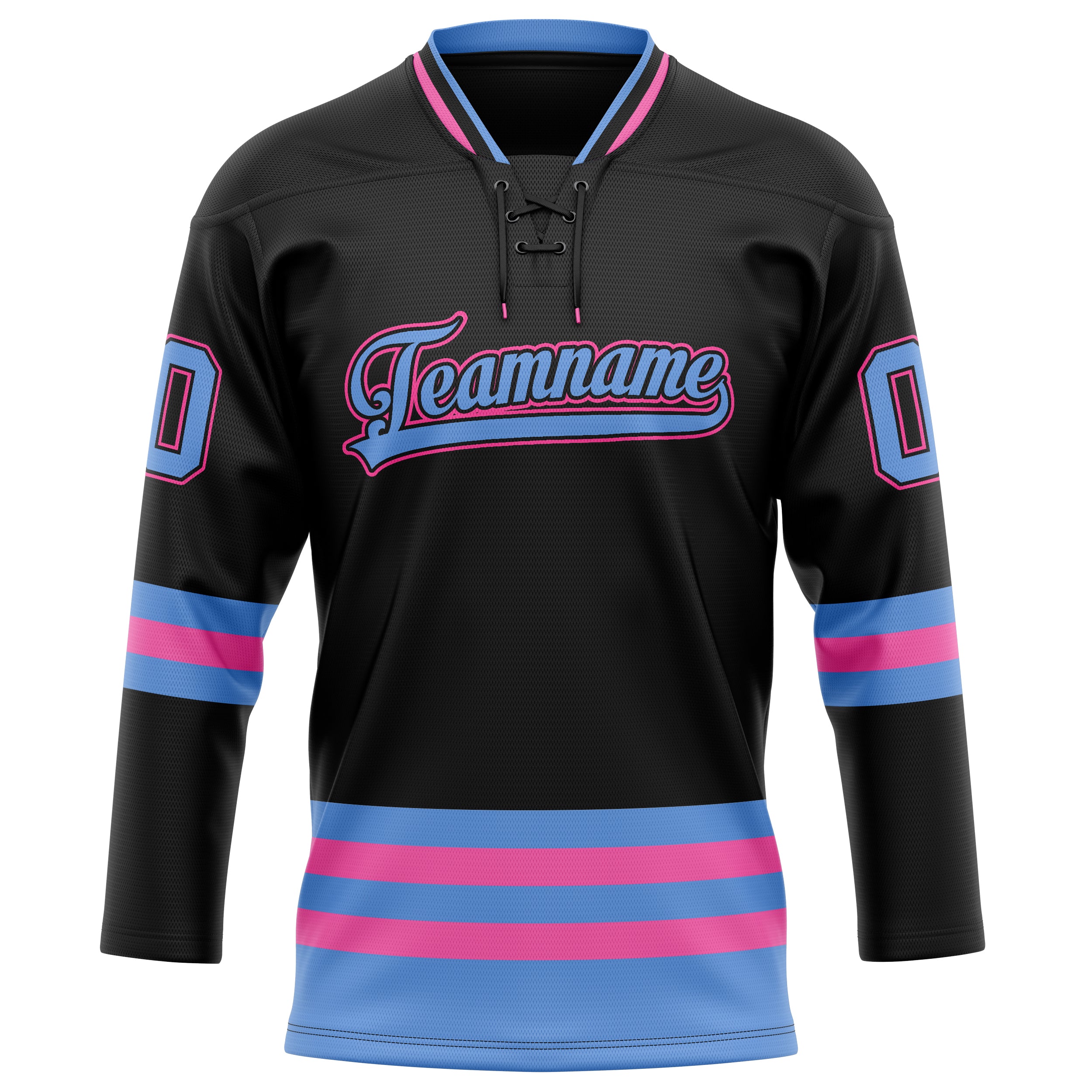 Custom Black Light Blue Solid Colour Hockey Jersey