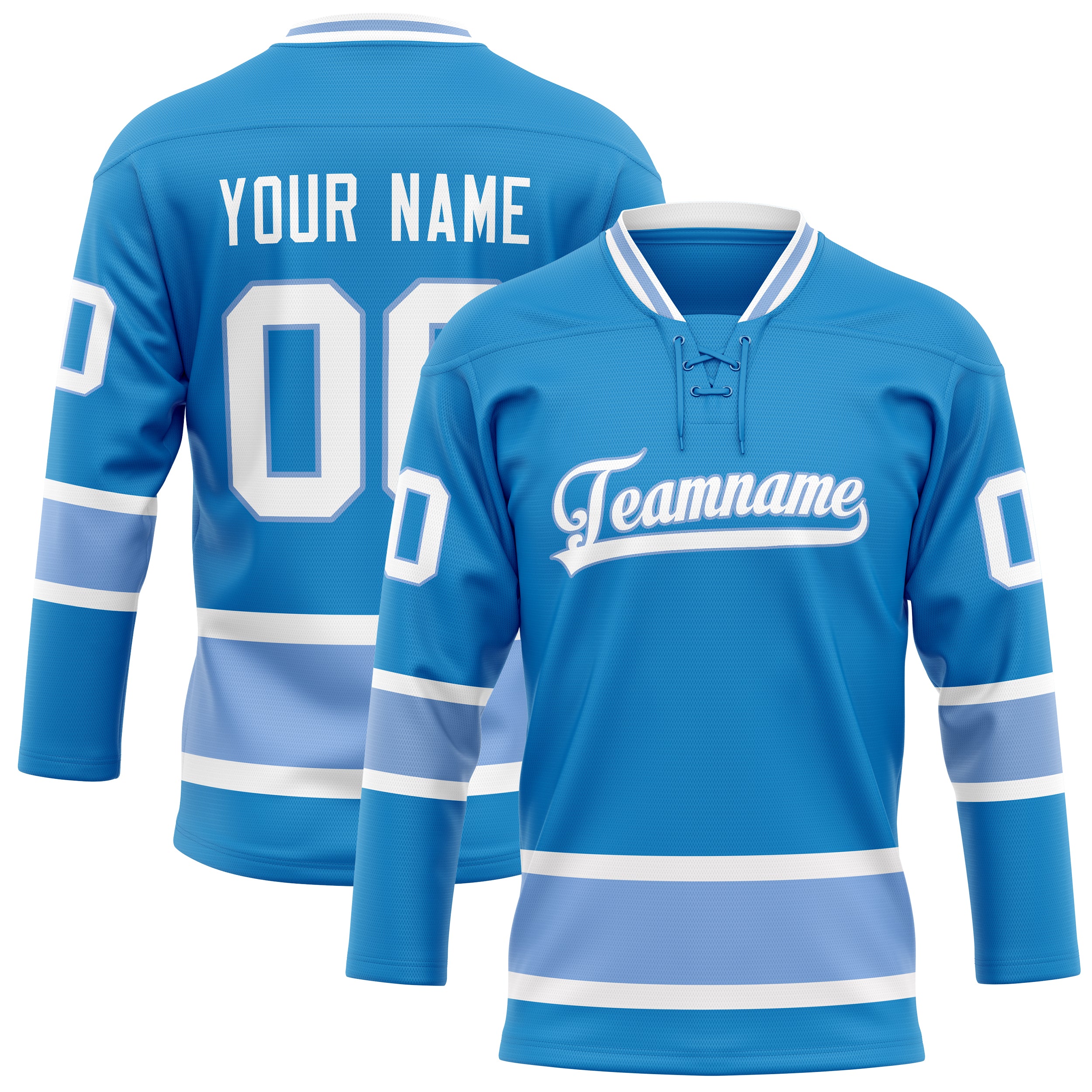 Custom Blue Light Blue Solid Colour Hockey Jersey