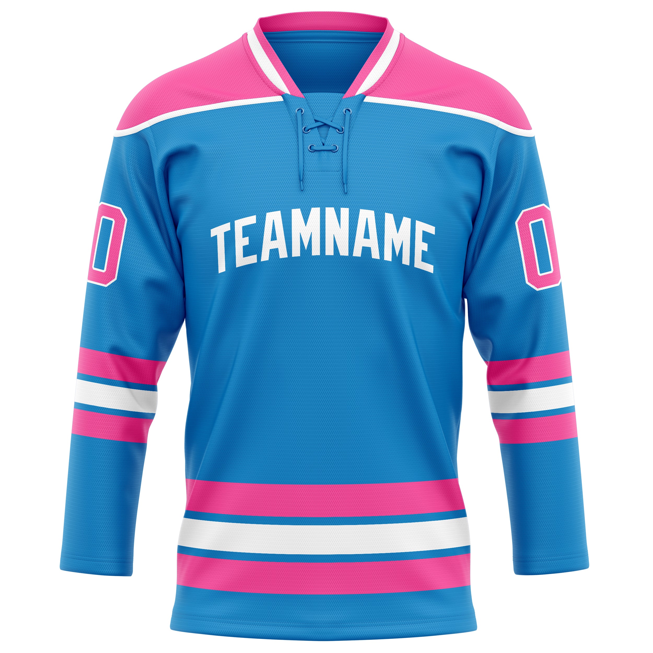 Custom Blue Pink Solid Colour Hockey Jersey