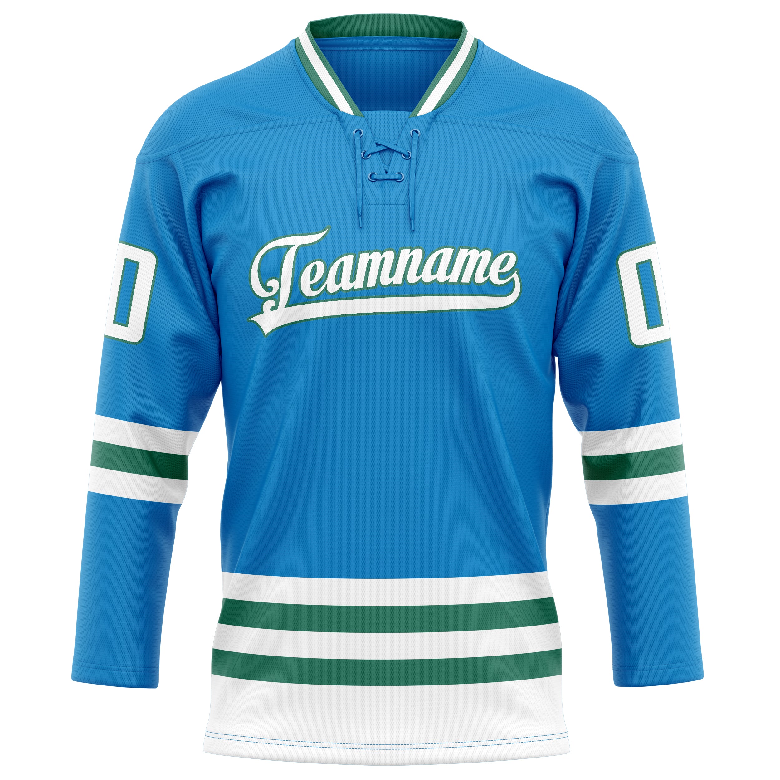 Custom Blue Kelly Green Solid Colour Hockey Jersey