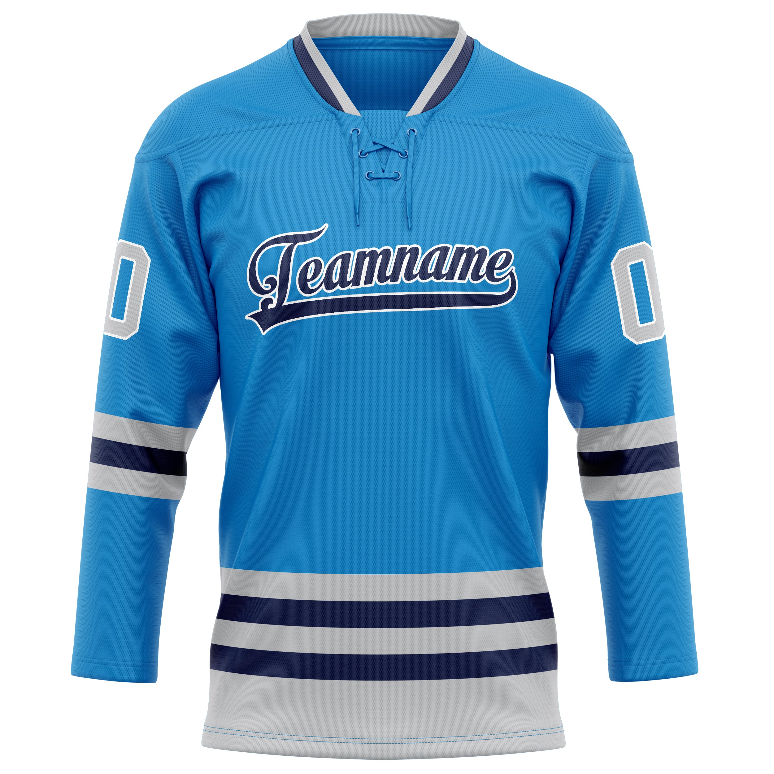 Custom Blue Gray Solid Colour Hockey Jersey