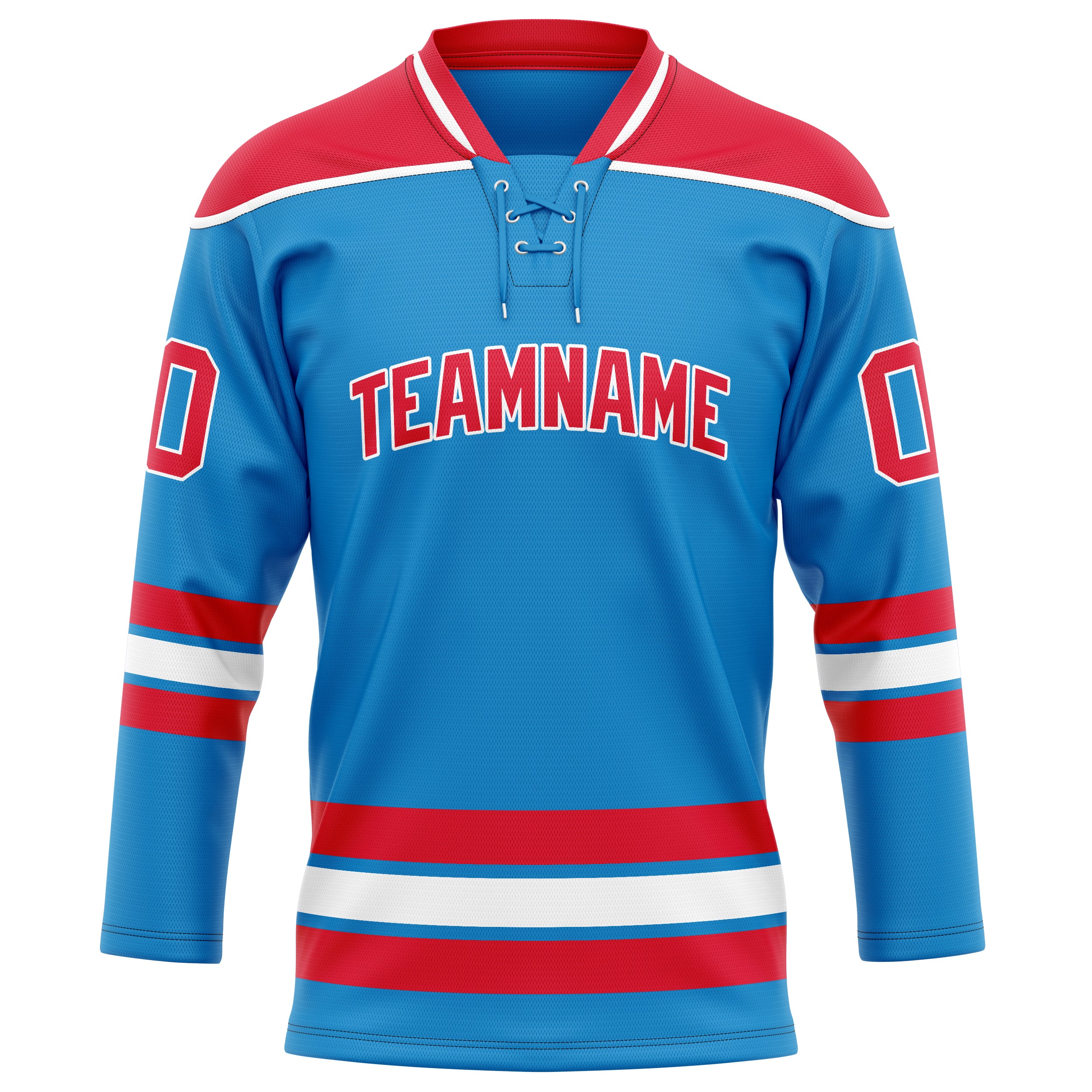 Custom Blue Red Solid Colour Hockey Jersey