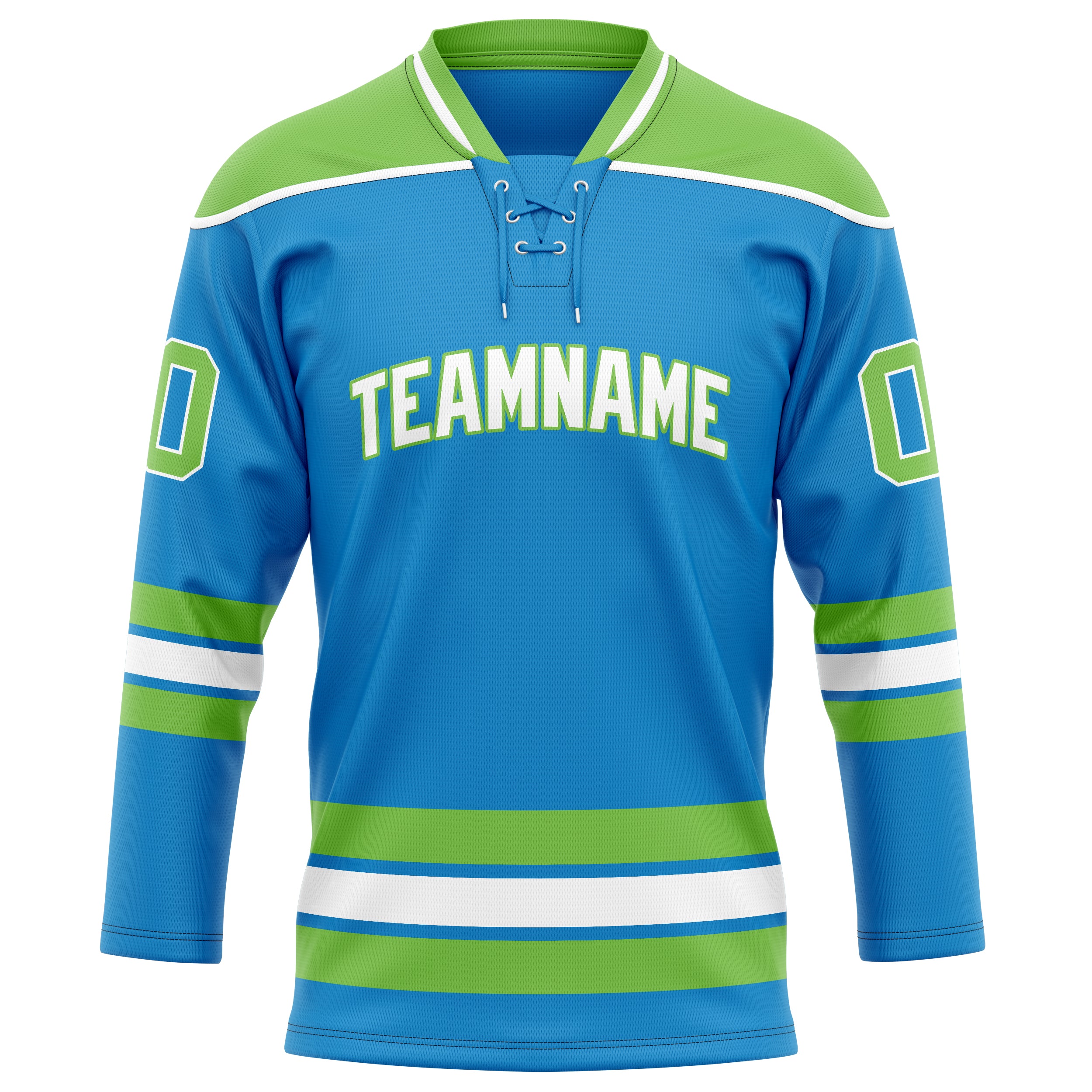 Custom Blue Neon Green Solid Colour Hockey Jersey