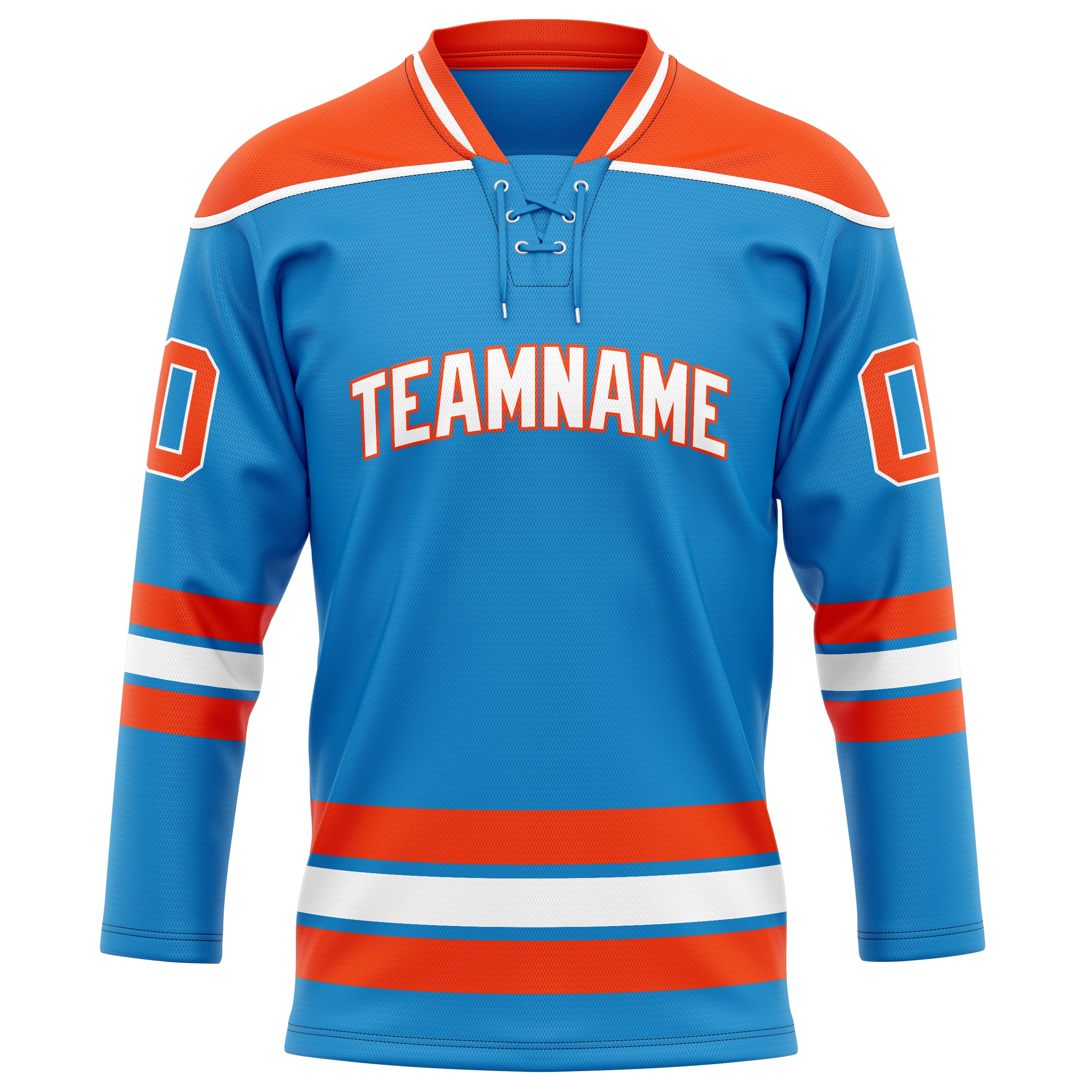 Custom Blue Orange Solid Colour Hockey Jersey