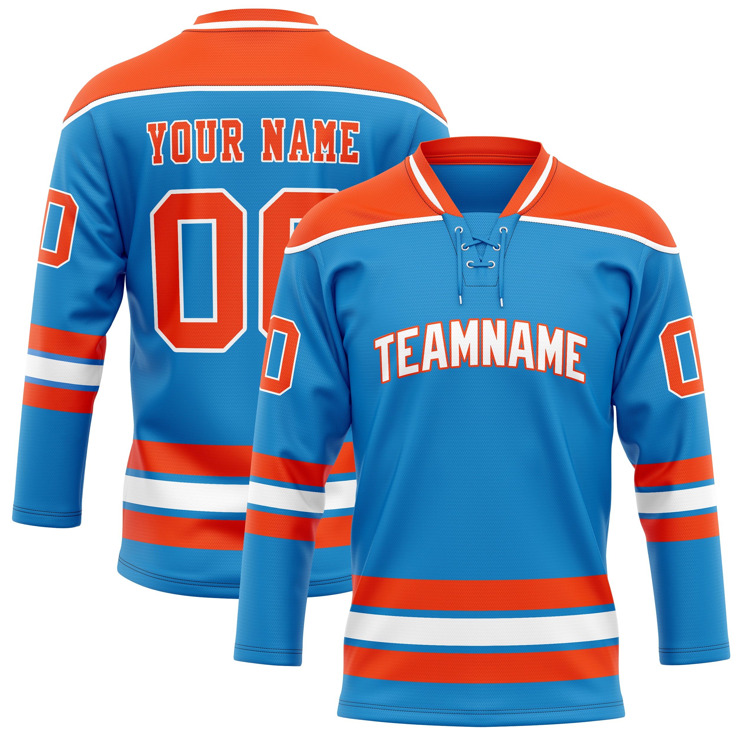 Custom Blue Orange Solid Colour Hockey Jersey