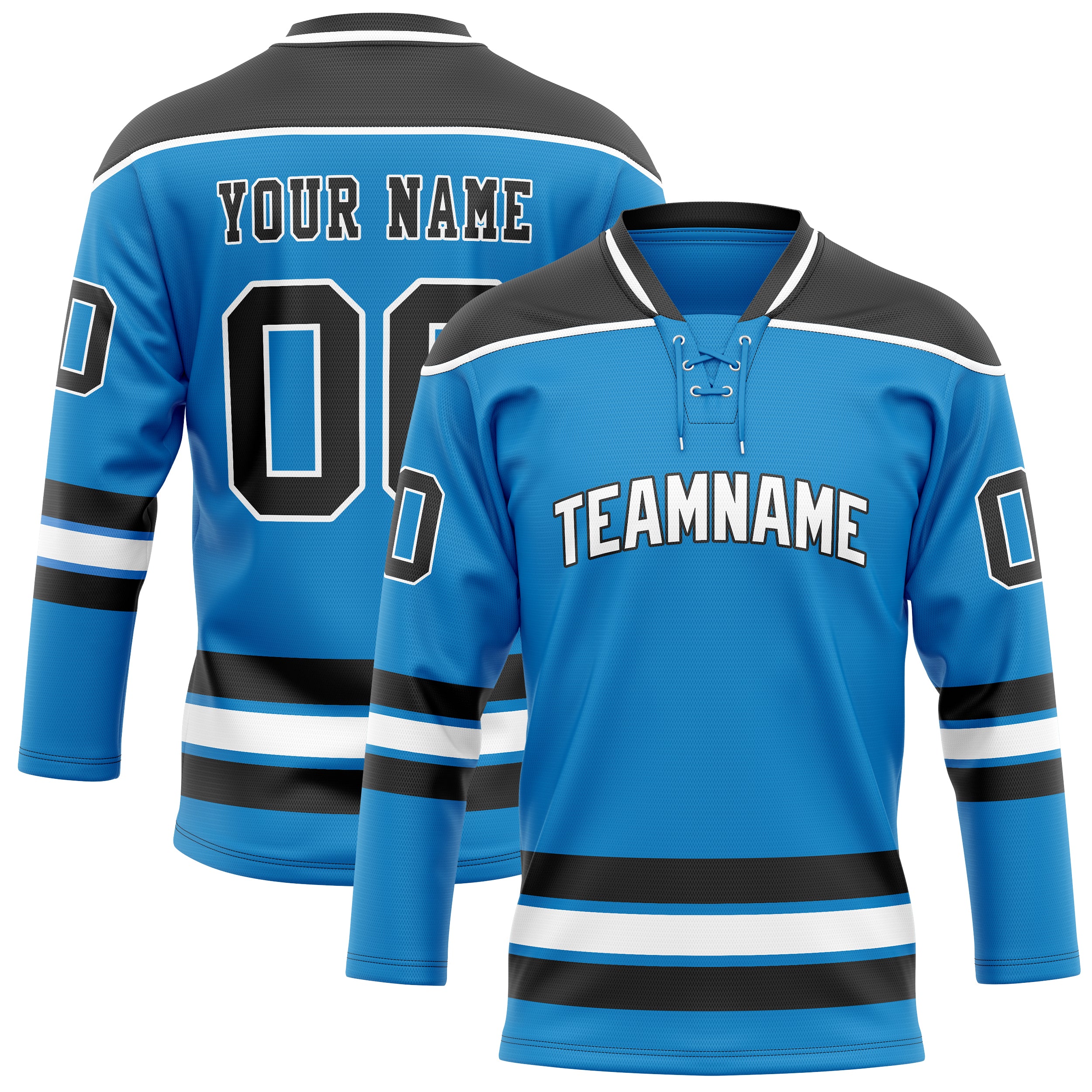 Custom Blue Black Solid Colour Hockey Jersey