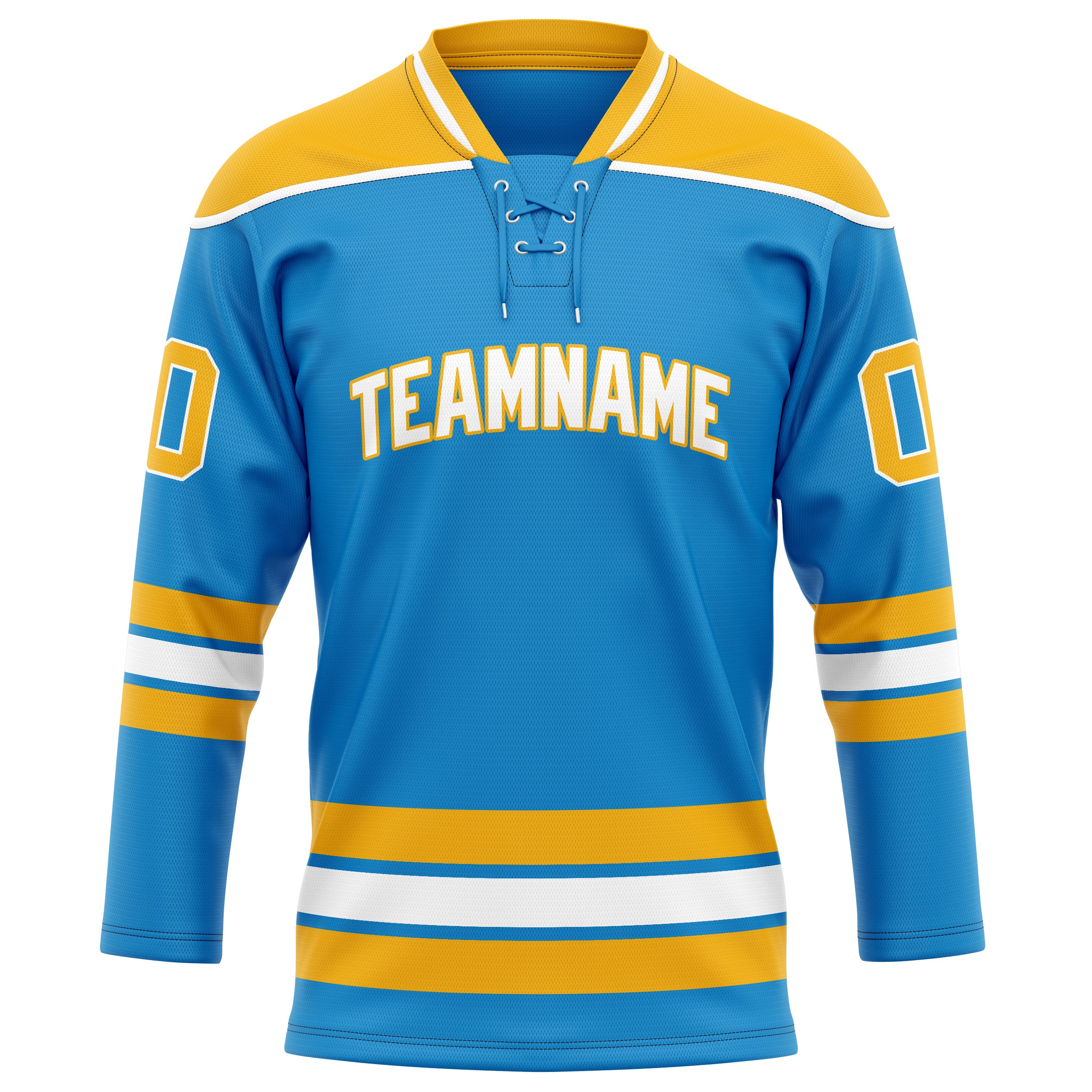 Custom Blue Gold Solid Colour Hockey Jersey