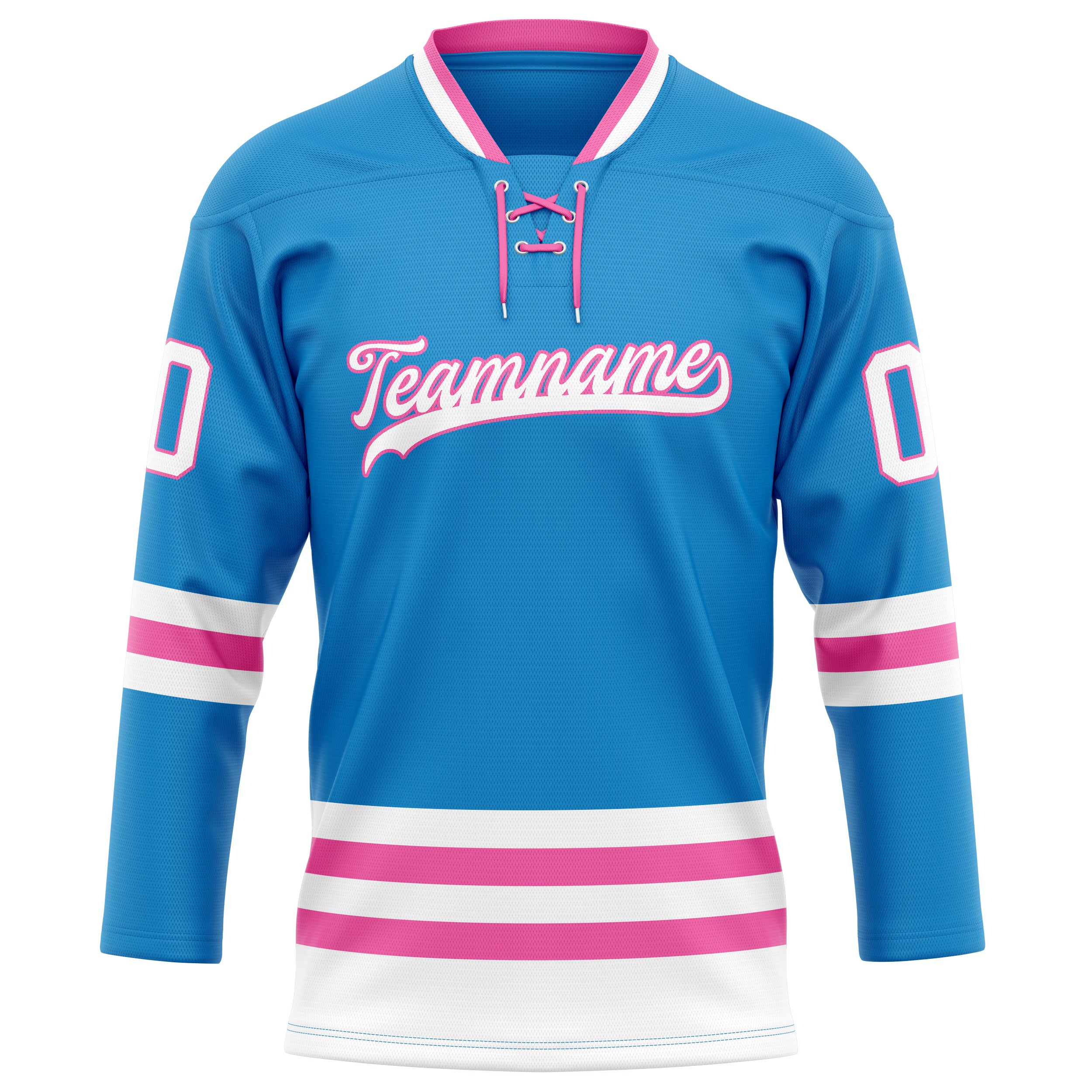 Custom Blue Pink Solid Colour Hockey Jersey