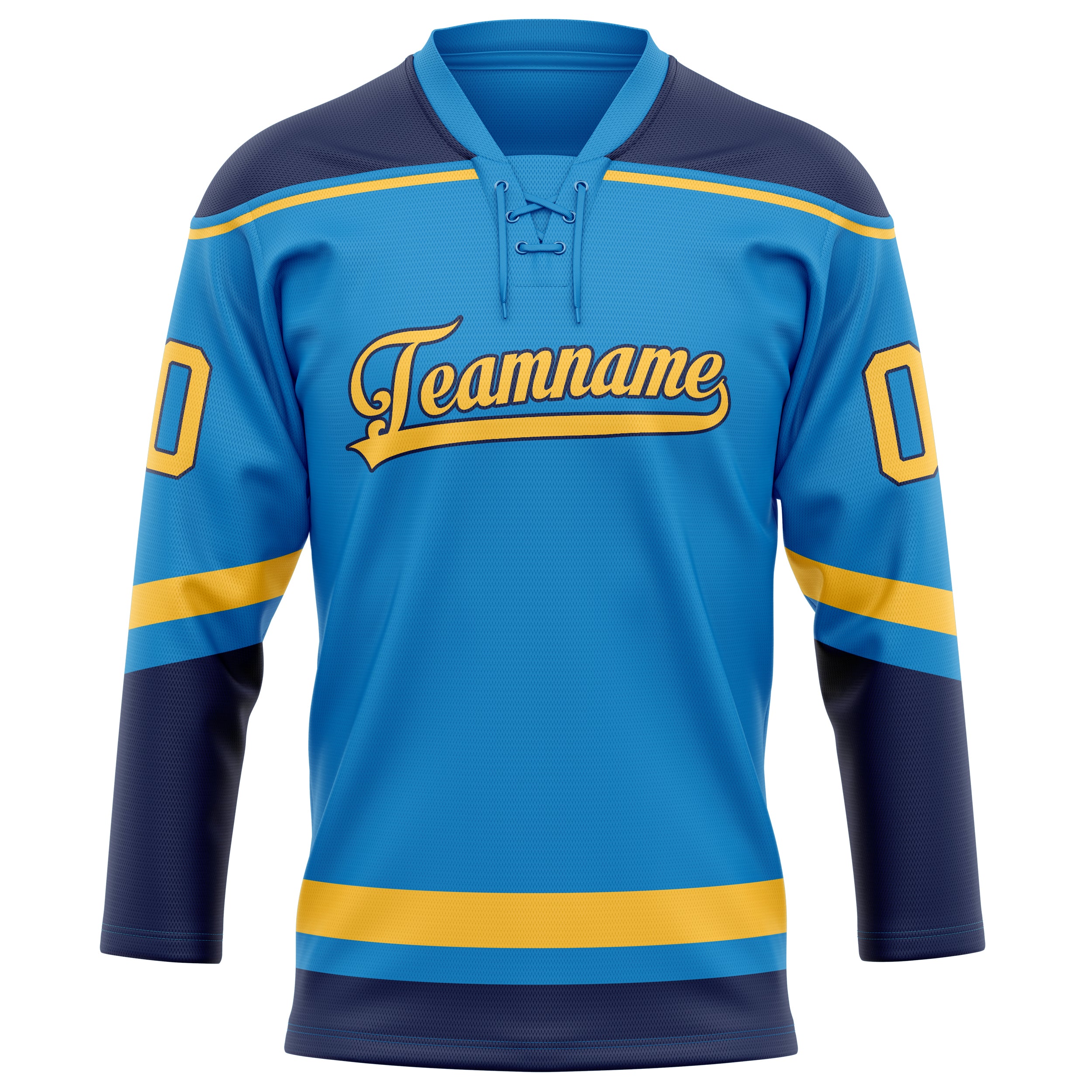 Custom Blue Gold Solid Colour Hockey Jersey