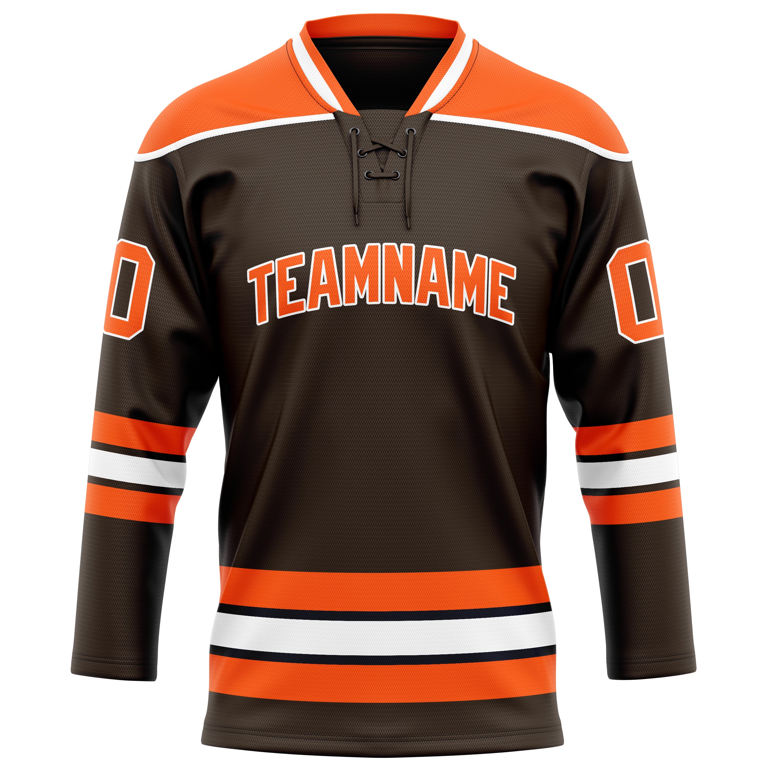 Custom Brown Orange Solid Colour Hockey Jersey