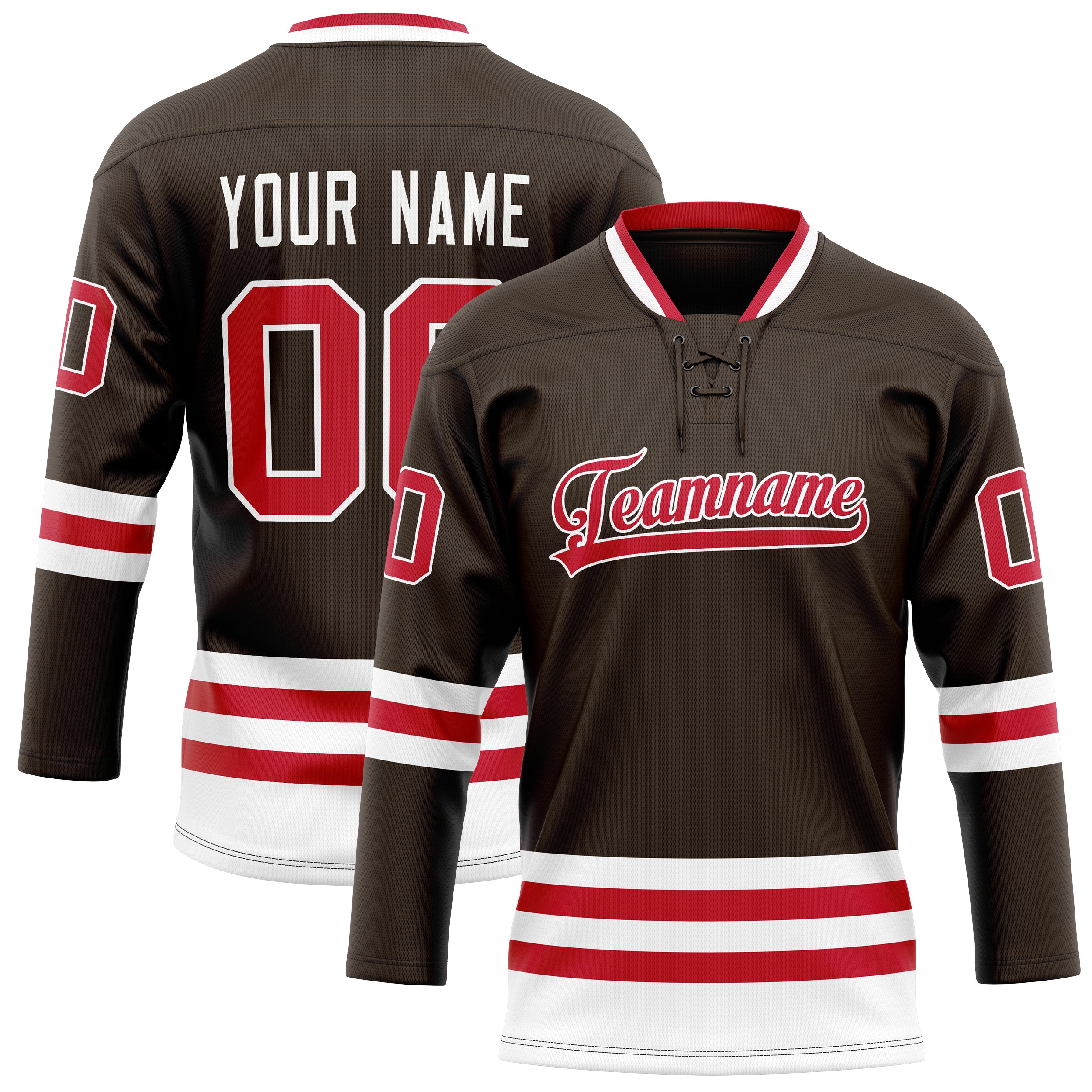 Custom Brown Red Solid Colour Hockey Jersey