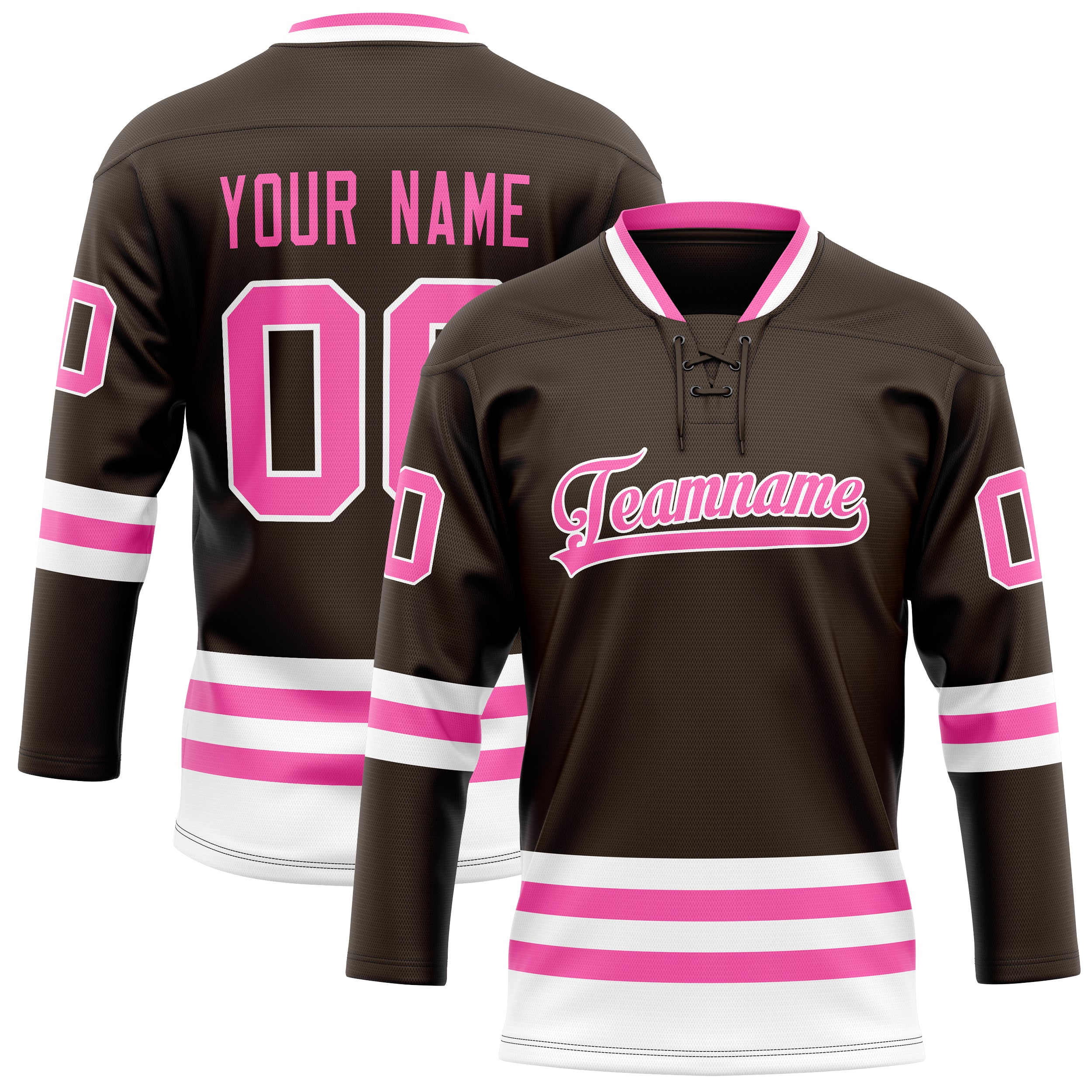 Custom Brown Pink Solid Colour Hockey Jersey