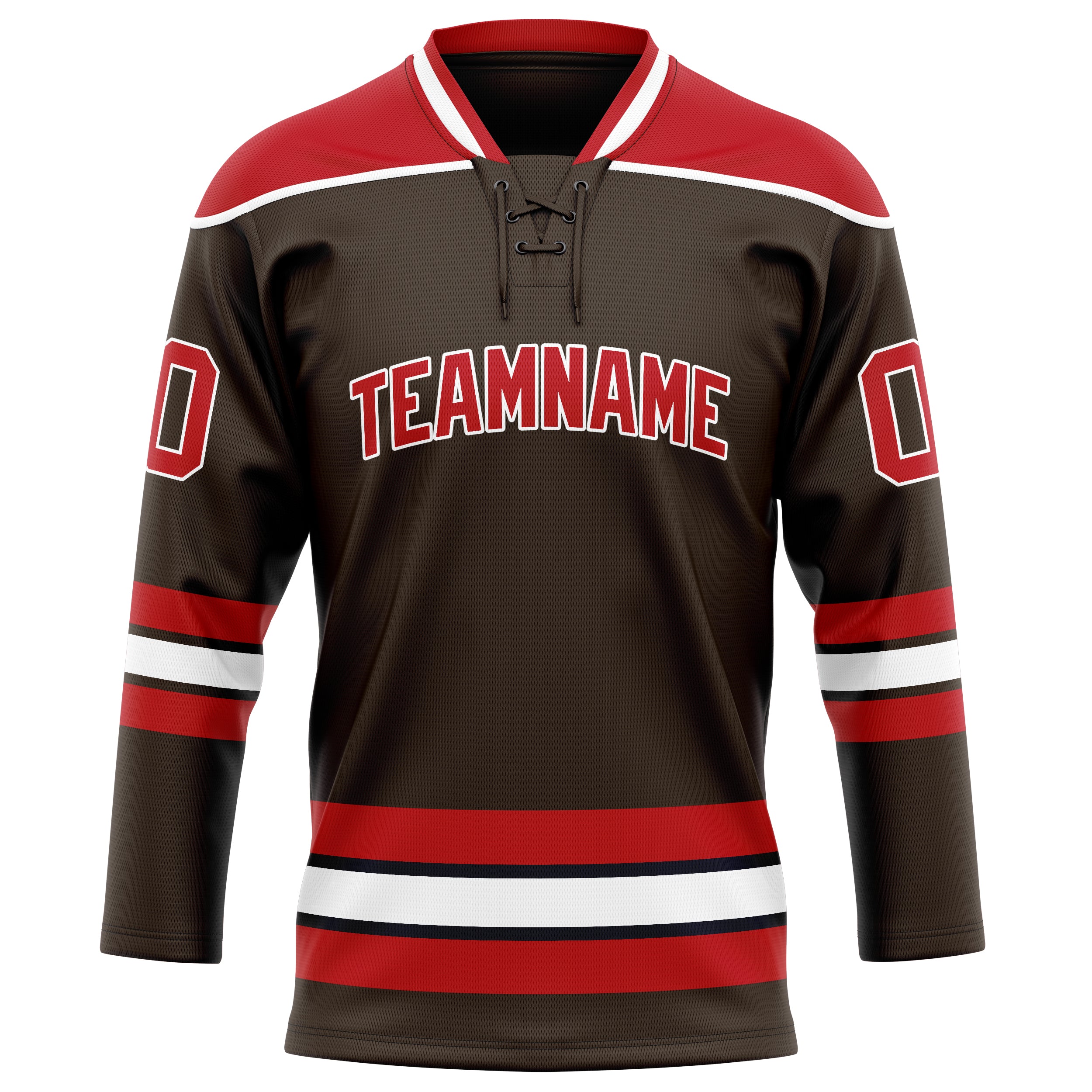 Custom Brown Red Solid Colour Hockey Jersey
