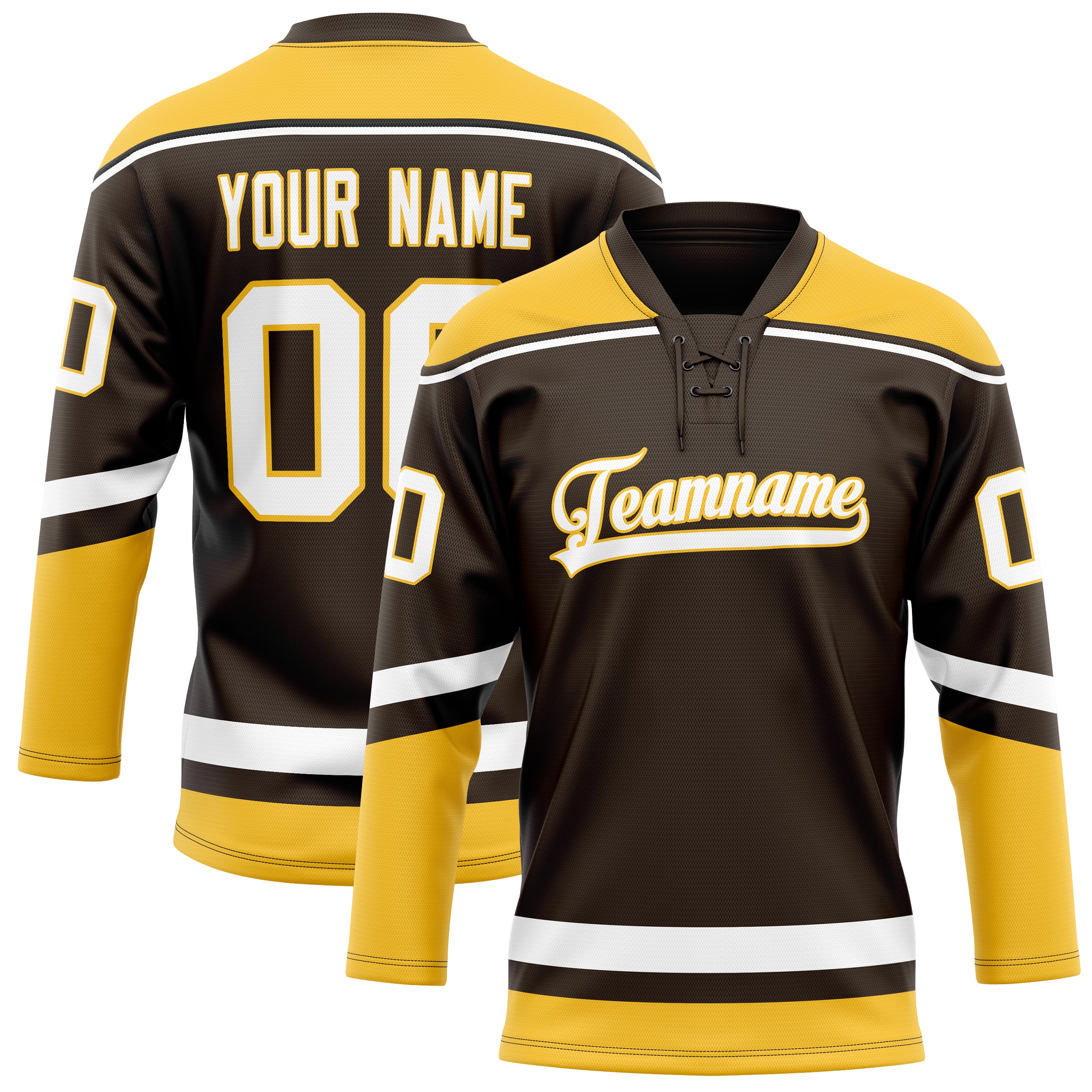 Custom Brown Gold Solid Colour Hockey Jersey