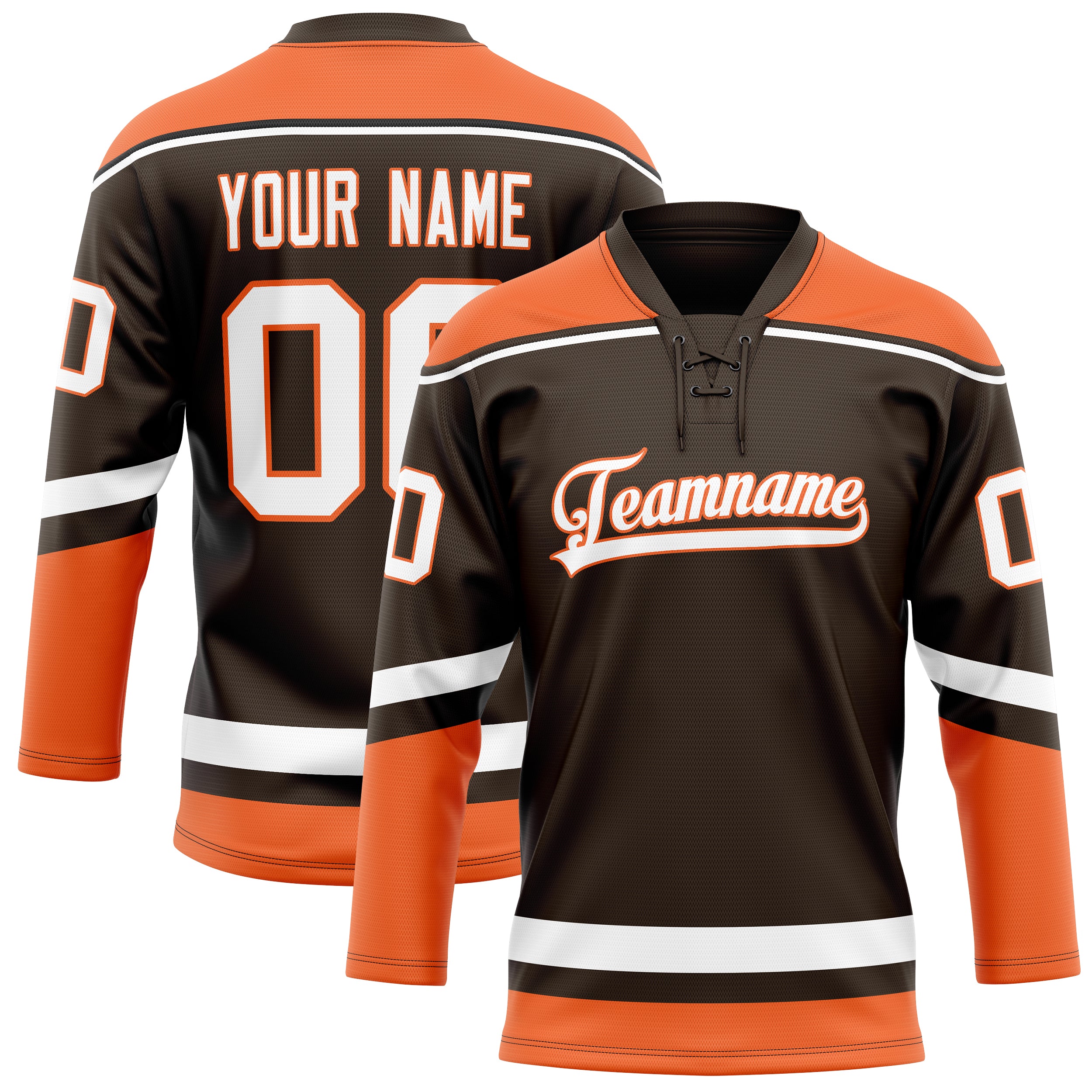 Custom Brown Orange Solid Colour Hockey Jersey
