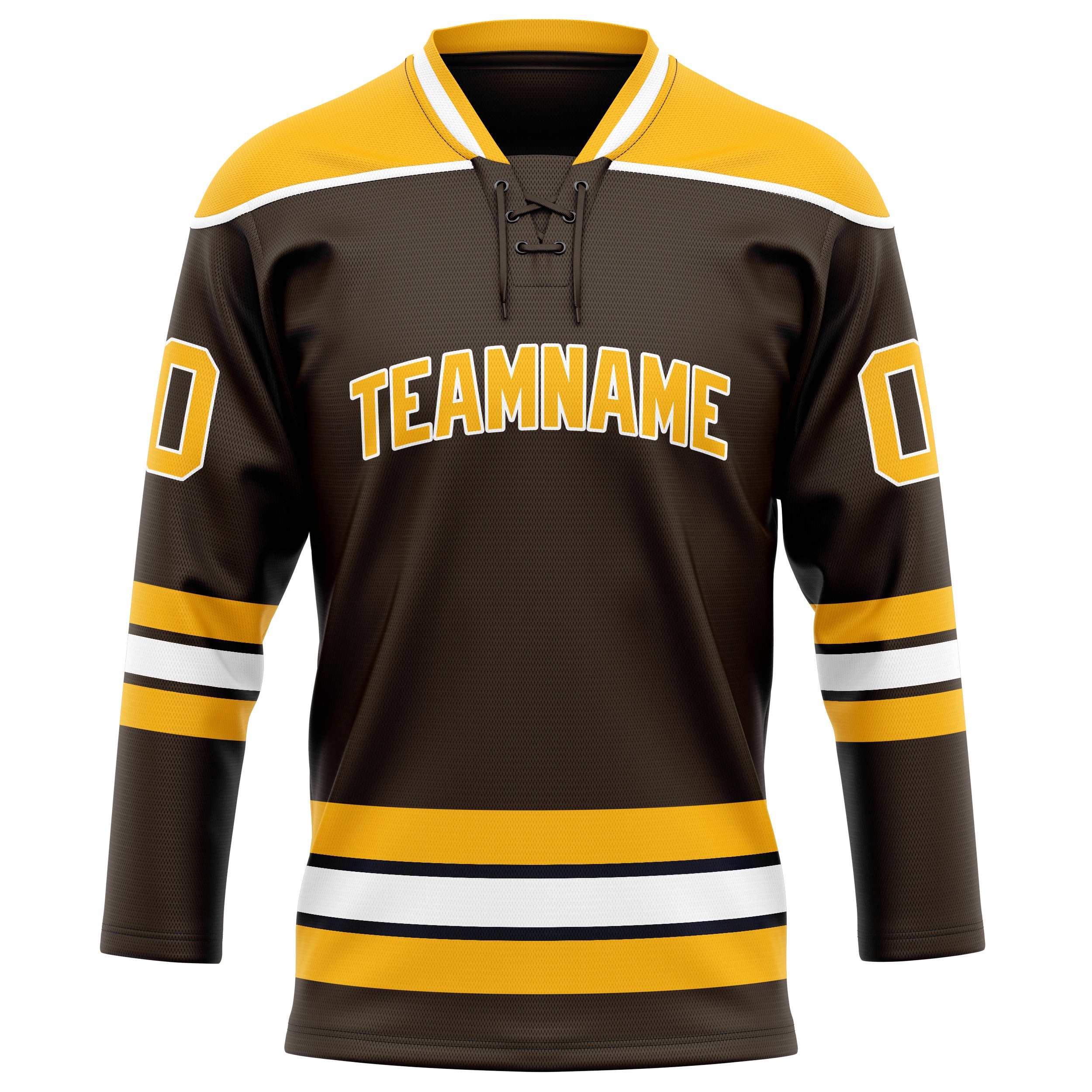 Custom Brown Gold Solid Colour Hockey Jersey