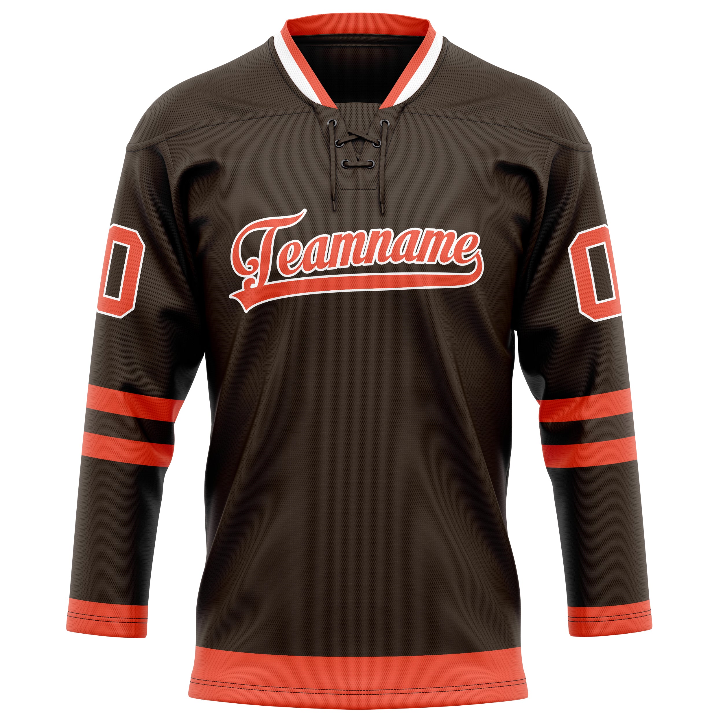 Custom Brown Orange Solid Colour Hockey Jersey