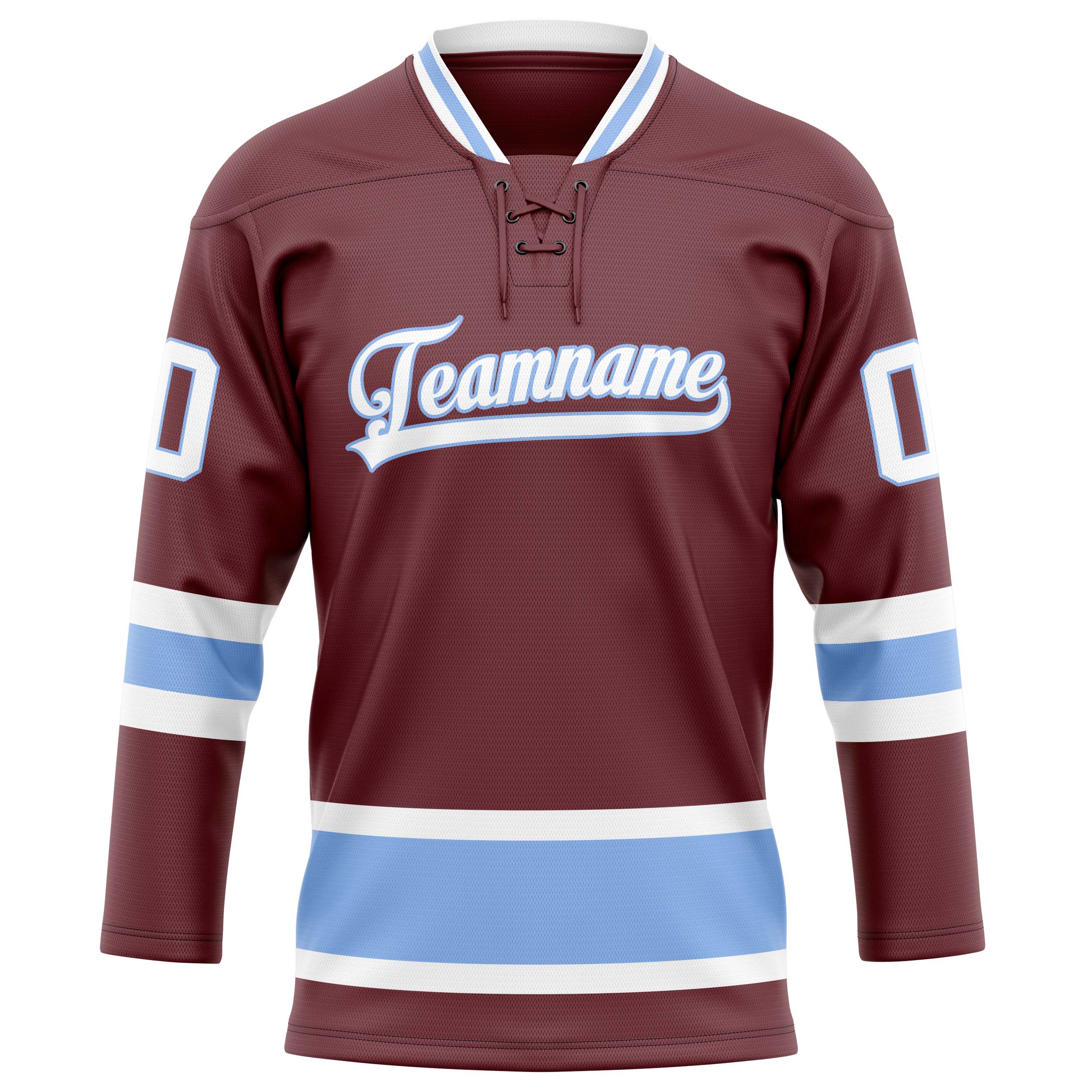 Custom Brown Light Blue Solid Colour Hockey Jersey