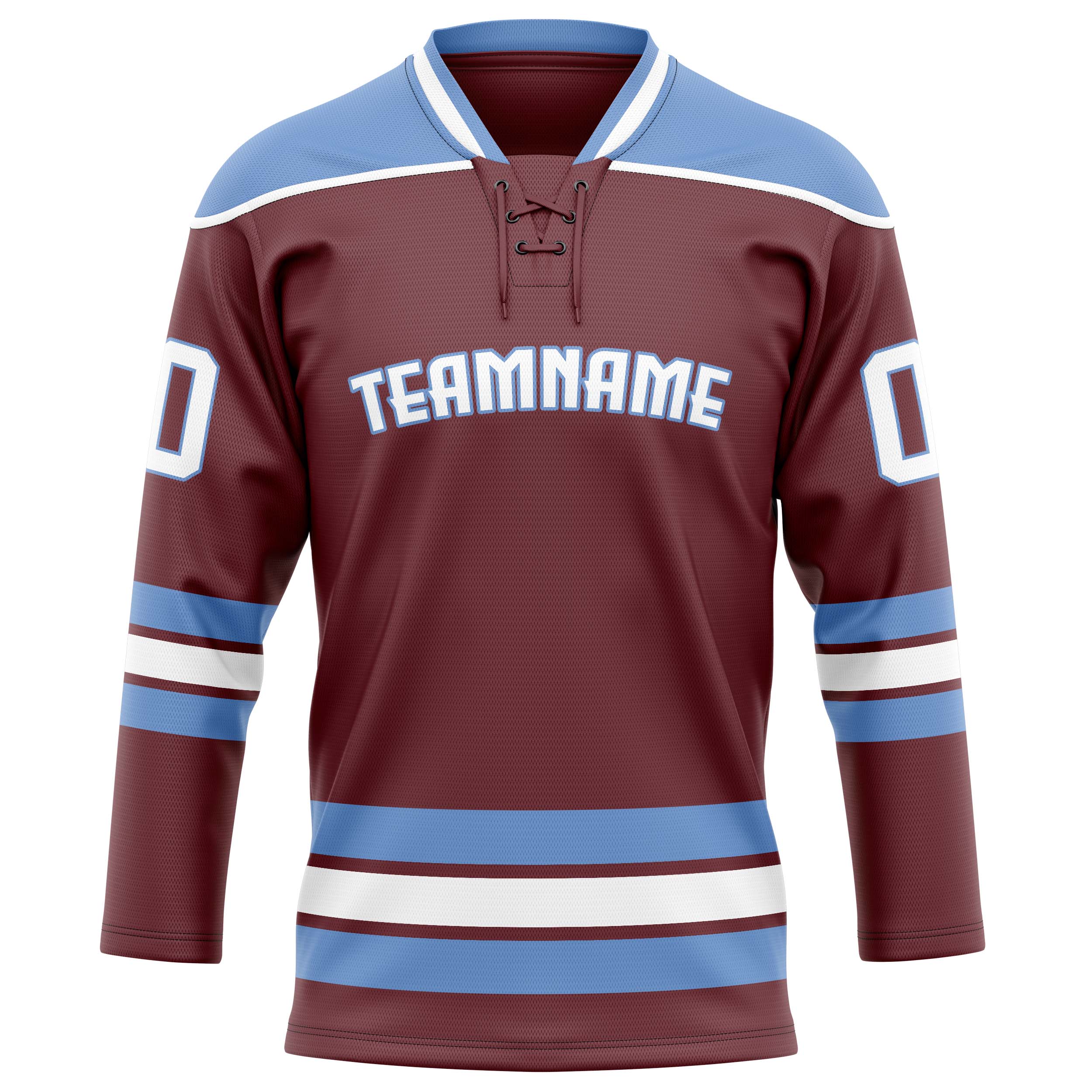 Custom Brown Light Blue Solid Colour Hockey Jersey