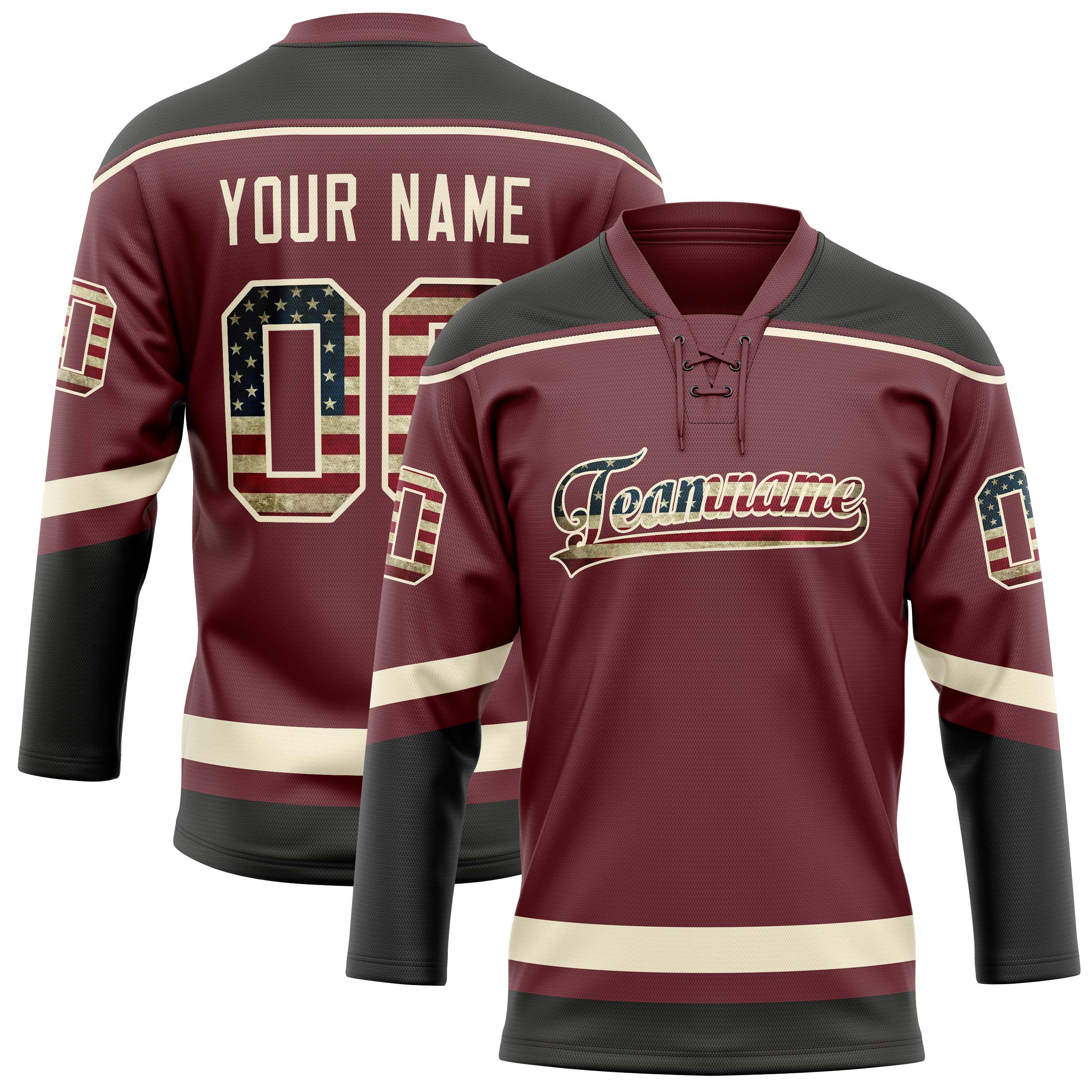 Custom Brown Cream Solid Colour Hockey Jersey