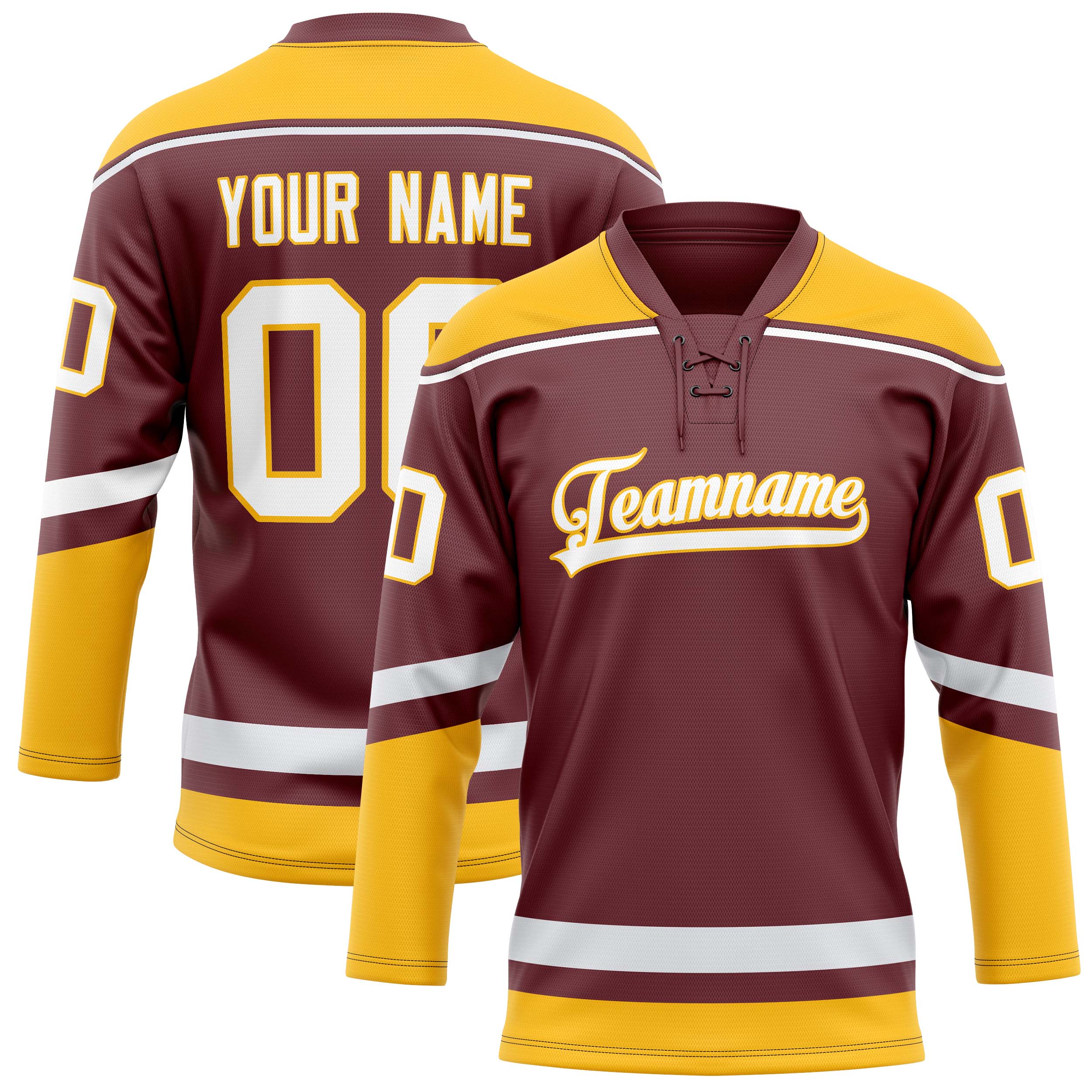 Custom Brown Gold Solid Colour Hockey Jersey
