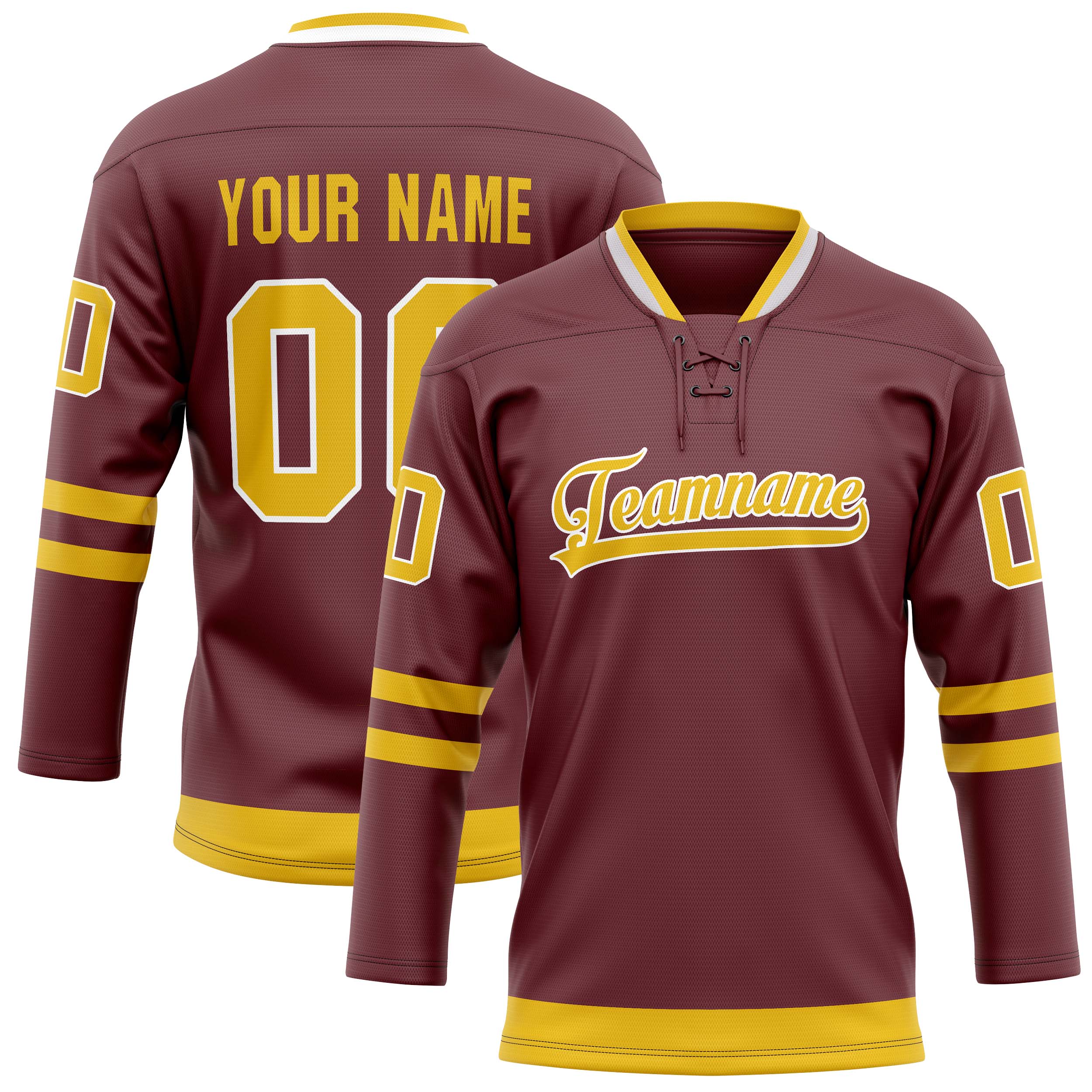 Custom Brown Gold Solid Colour Hockey Jersey