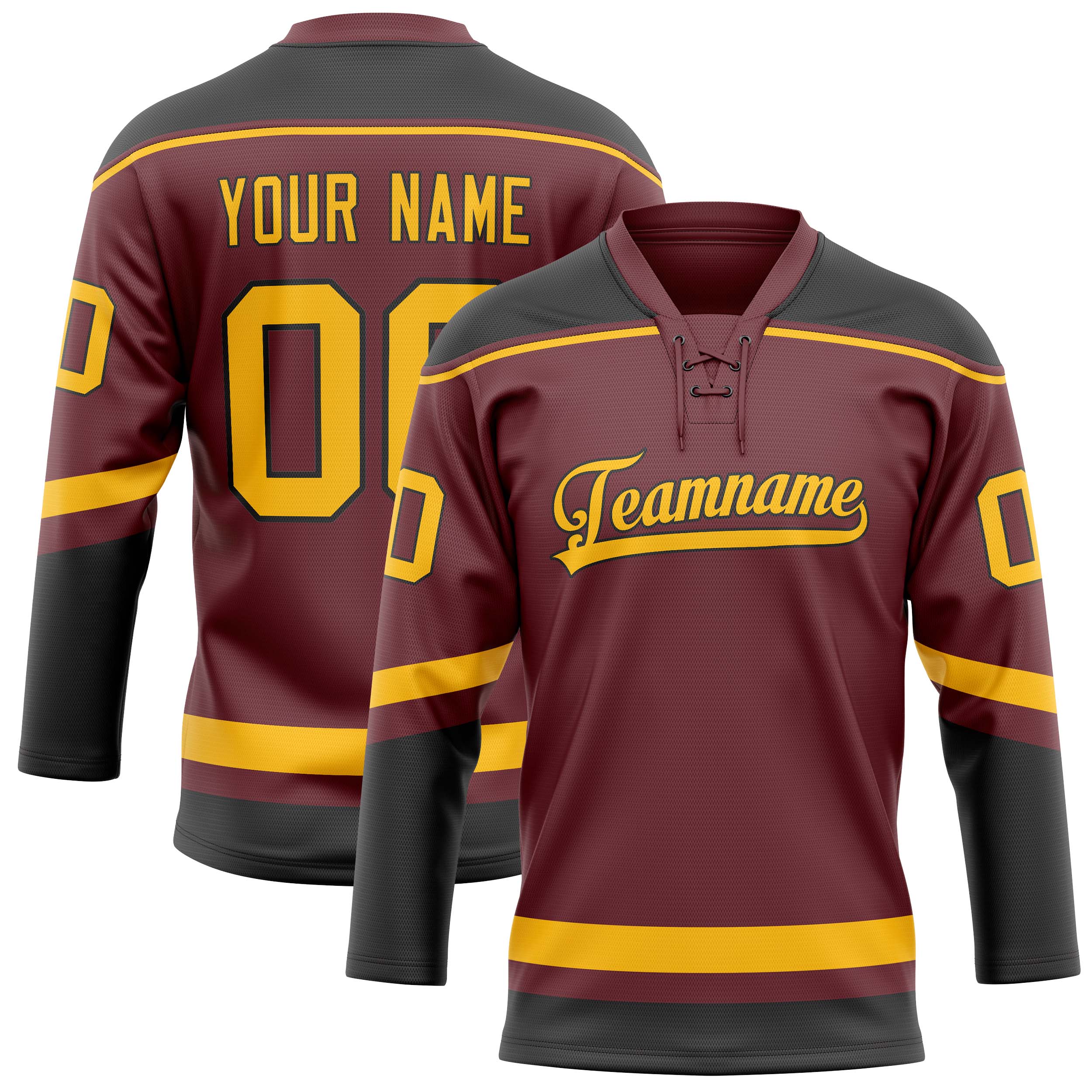 Custom Brown Gold Solid Colour Hockey Jersey