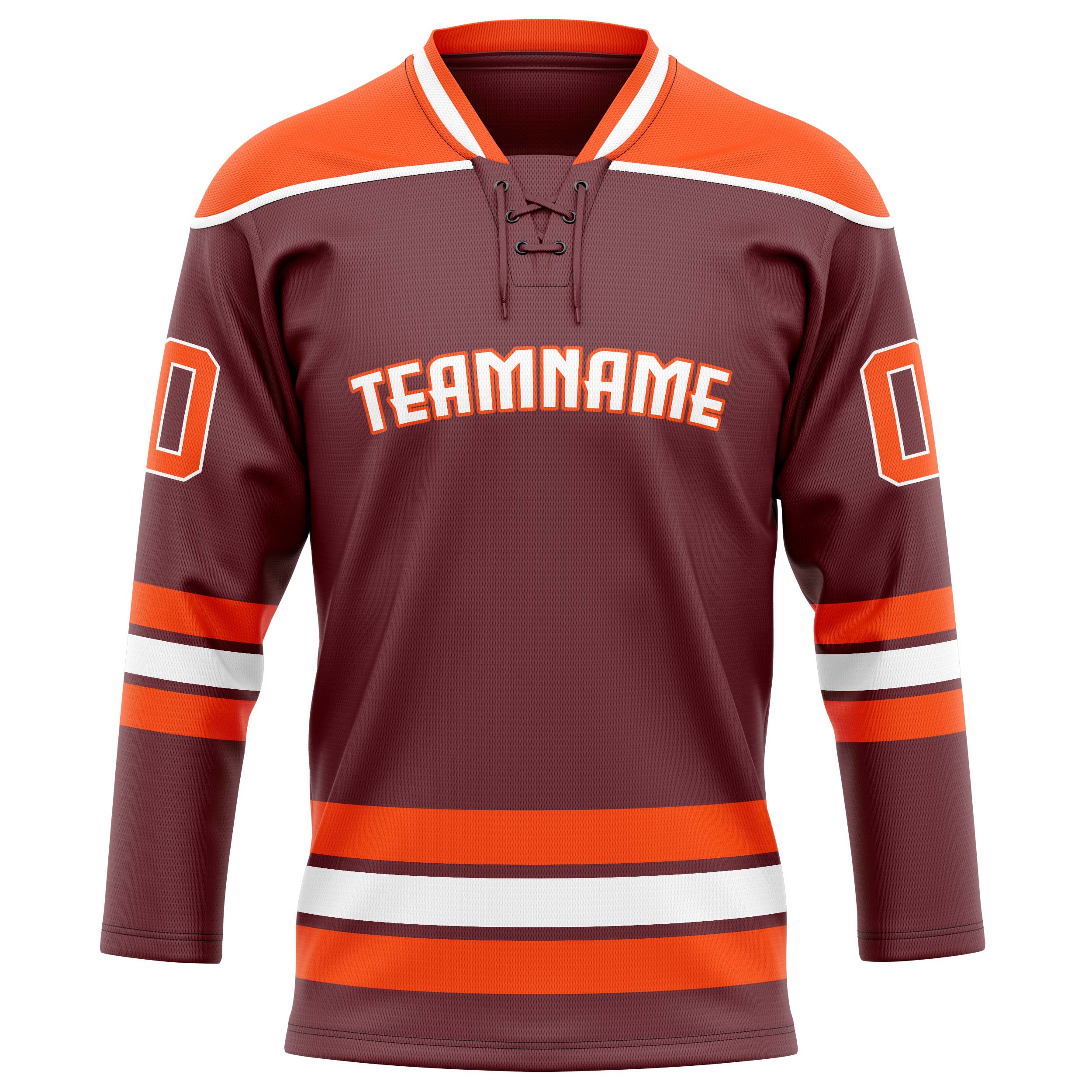 Custom Brown Orange Solid Colour Hockey Jersey