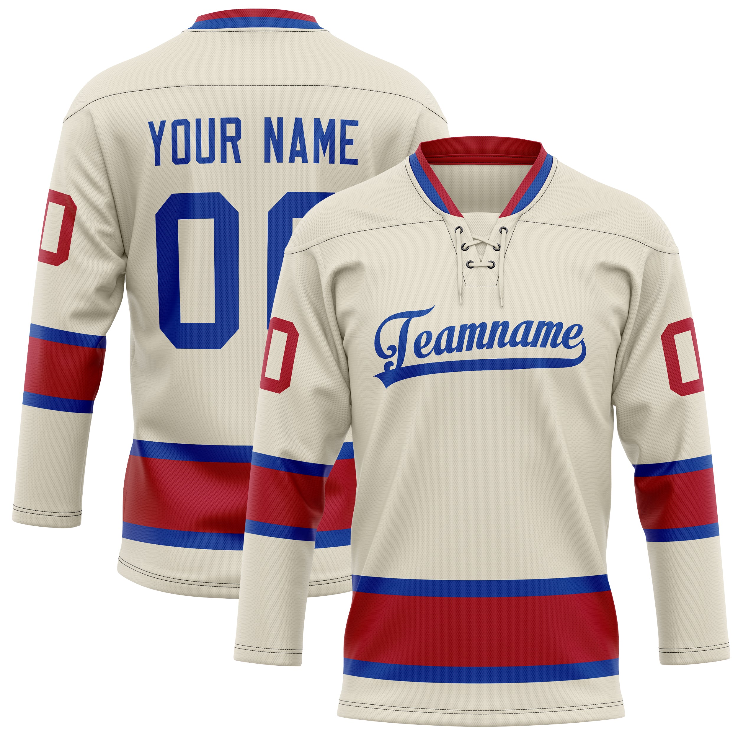 Custom Cream Red Solid Colour Hockey Jersey