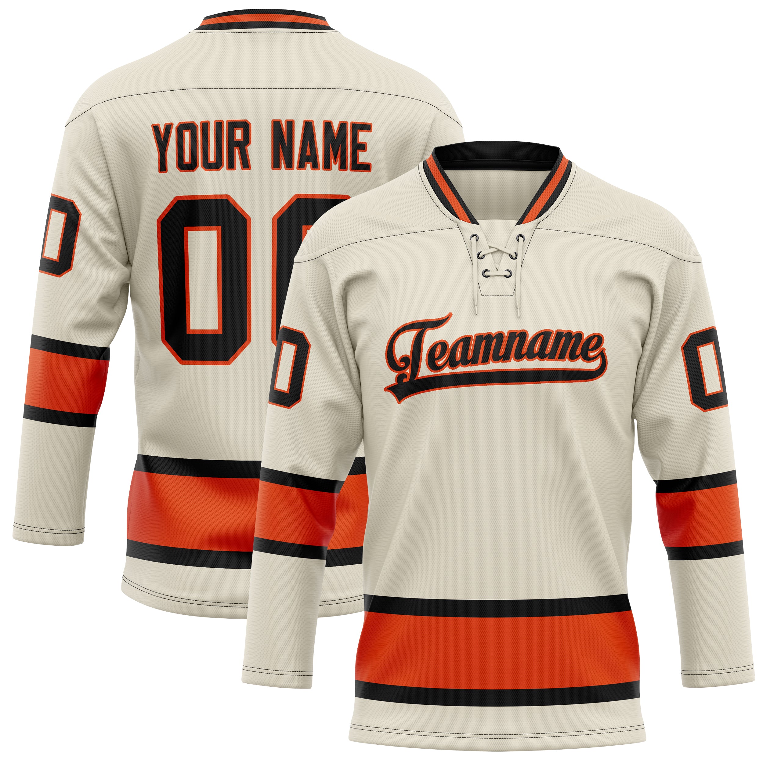 Custom Cream Red Solid Colour Hockey Jersey