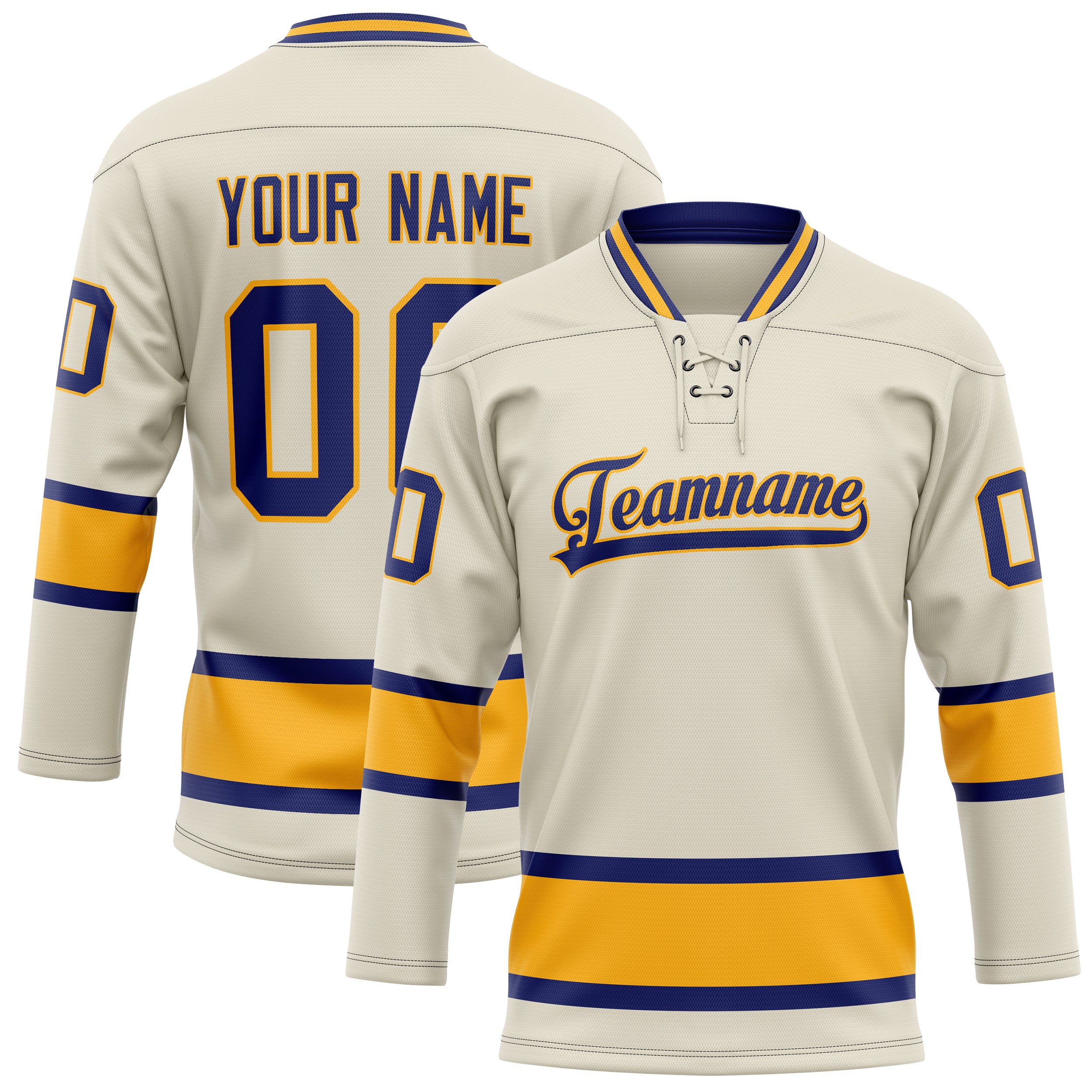 Custom Cream Gold Solid Colour Hockey Jersey