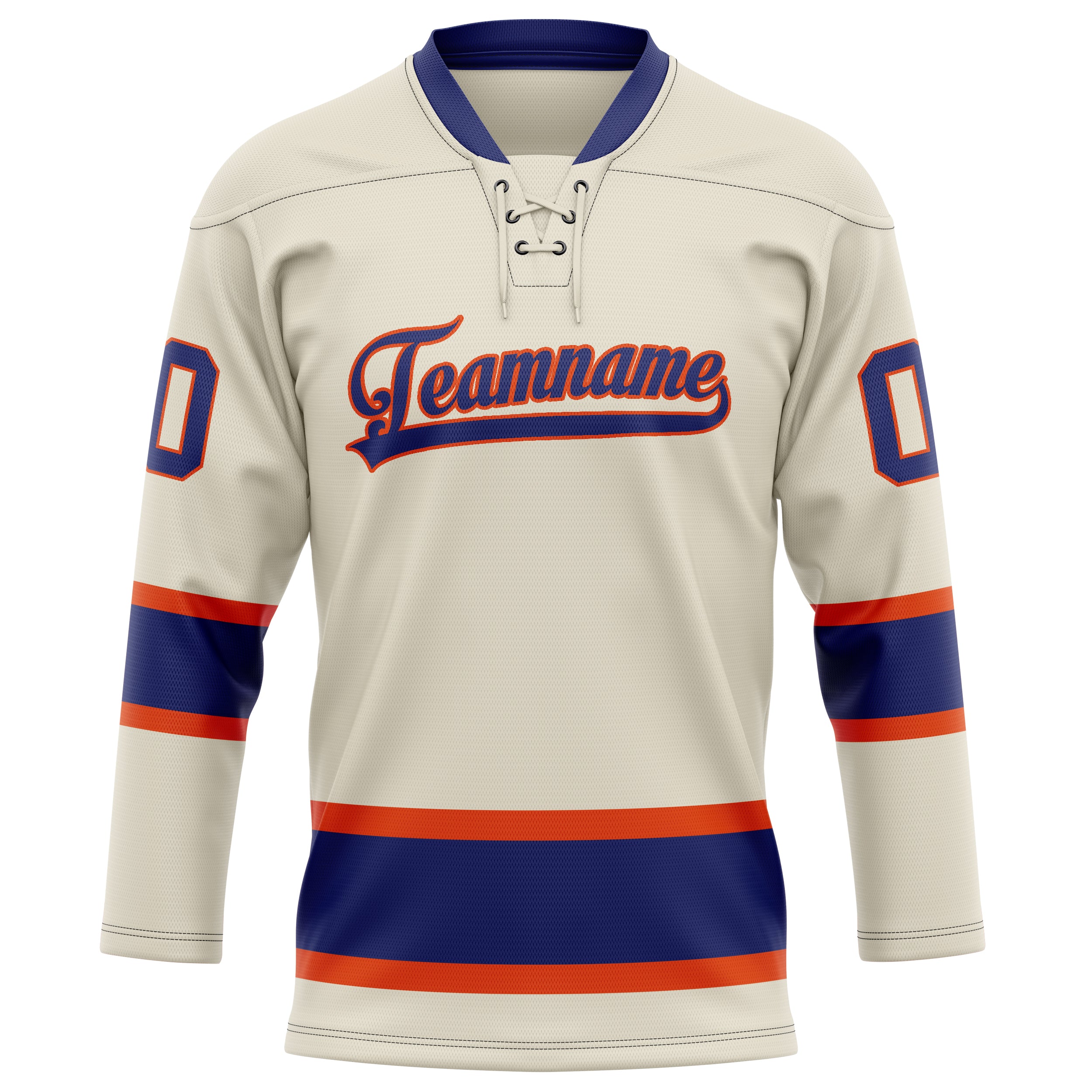 Custom Cream Navy Solid Colour Hockey Jersey