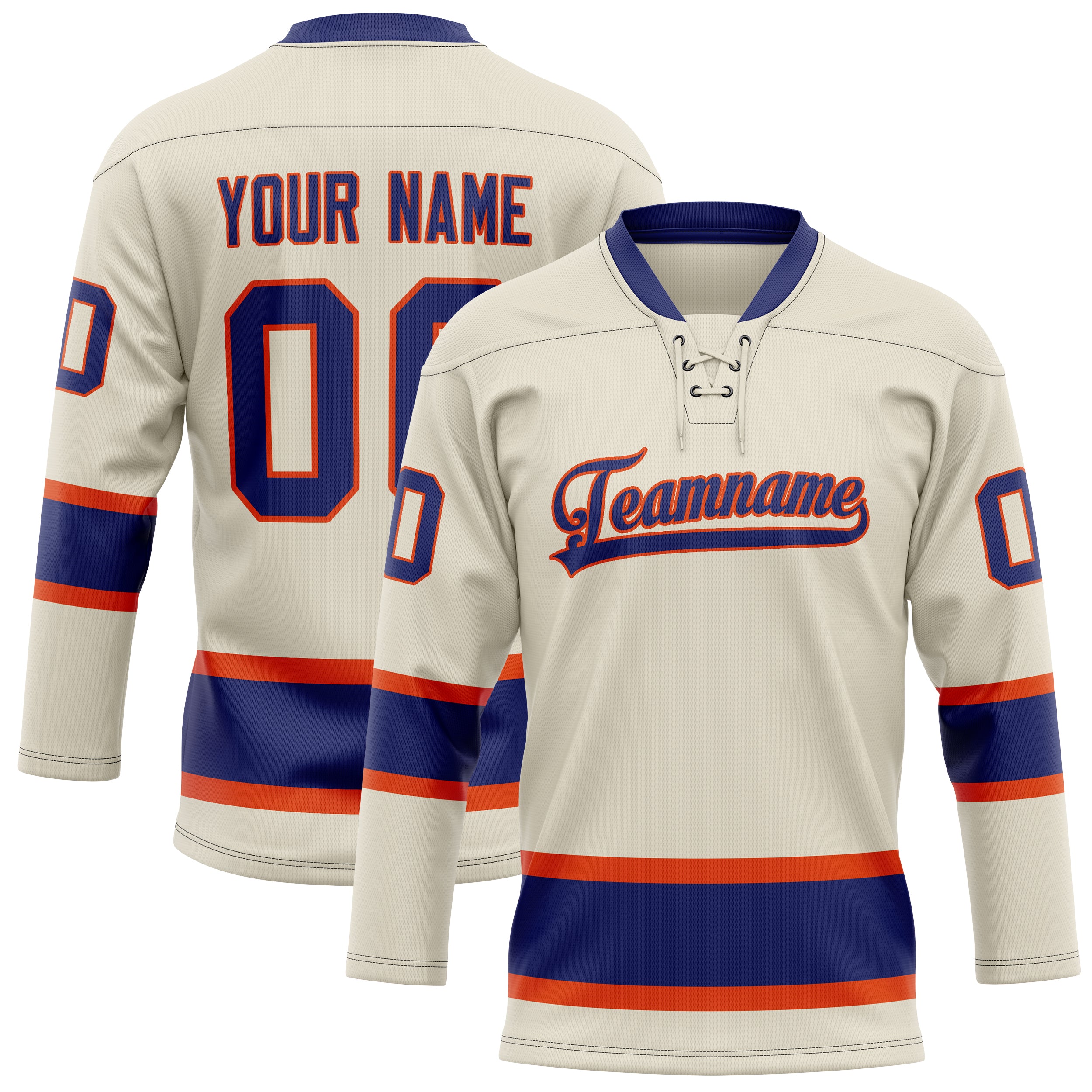 Custom Cream Navy Solid Colour Hockey Jersey