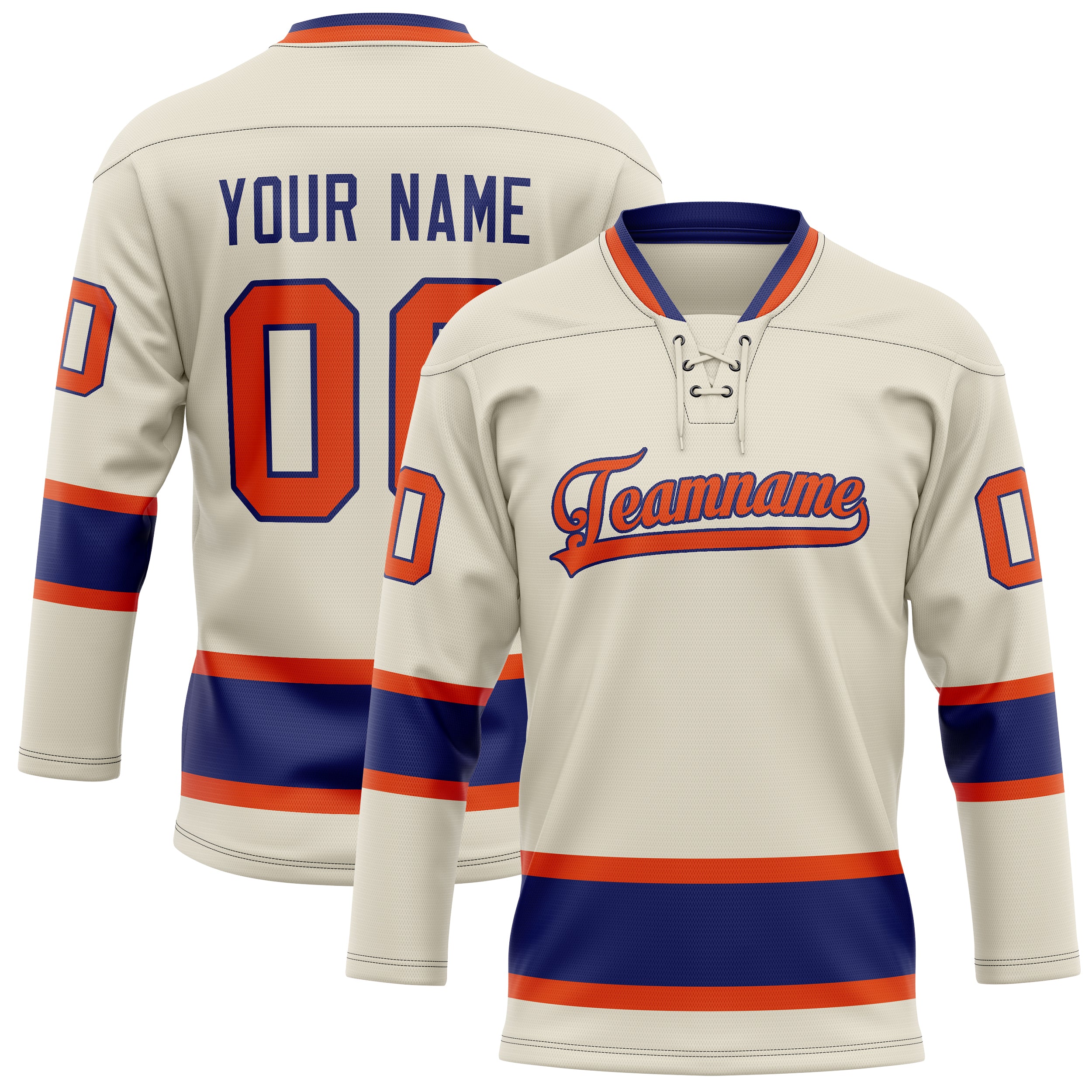 Custom Cream Red Solid Colour Hockey Jersey