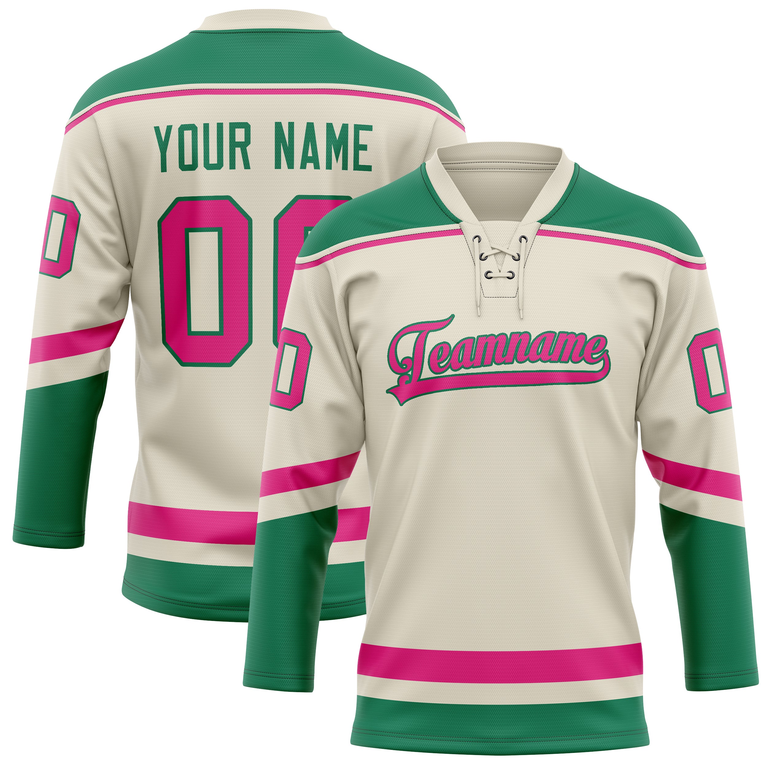 Custom Cream Pink Solid Colour Hockey Jersey
