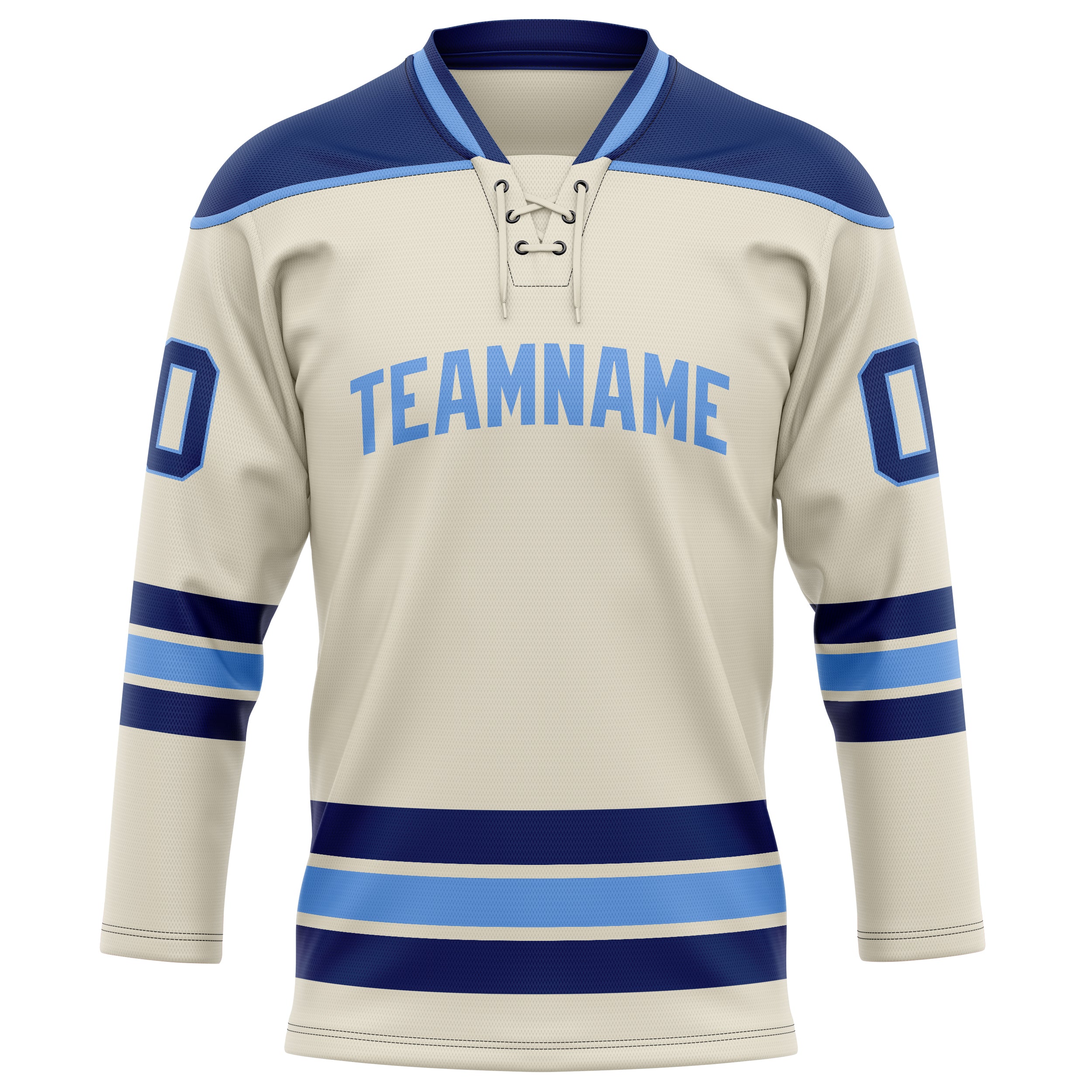 Custom Cream Navy Solid Colour Hockey Jersey