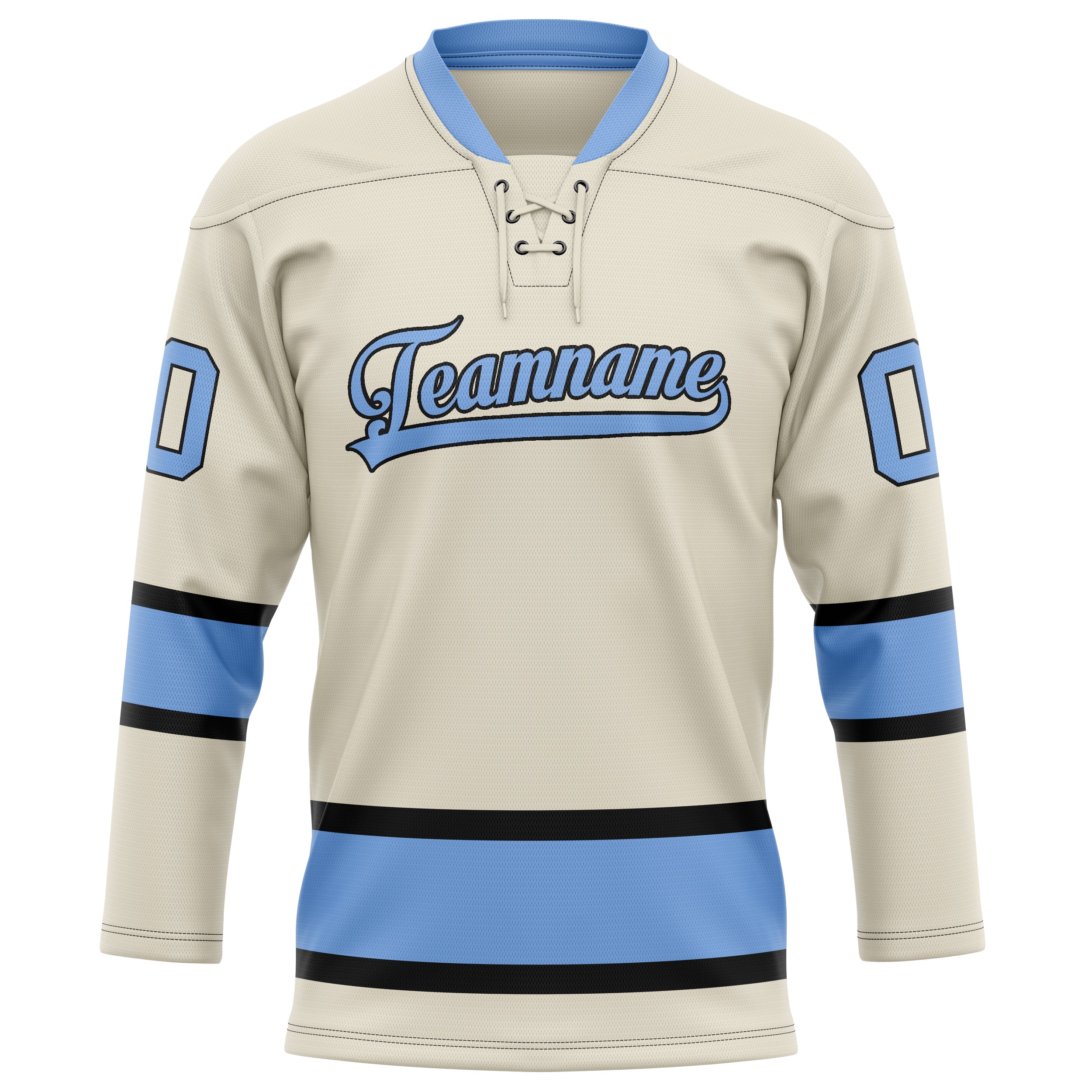 Custom Cream Light Blue Solid Colour Hockey Jersey