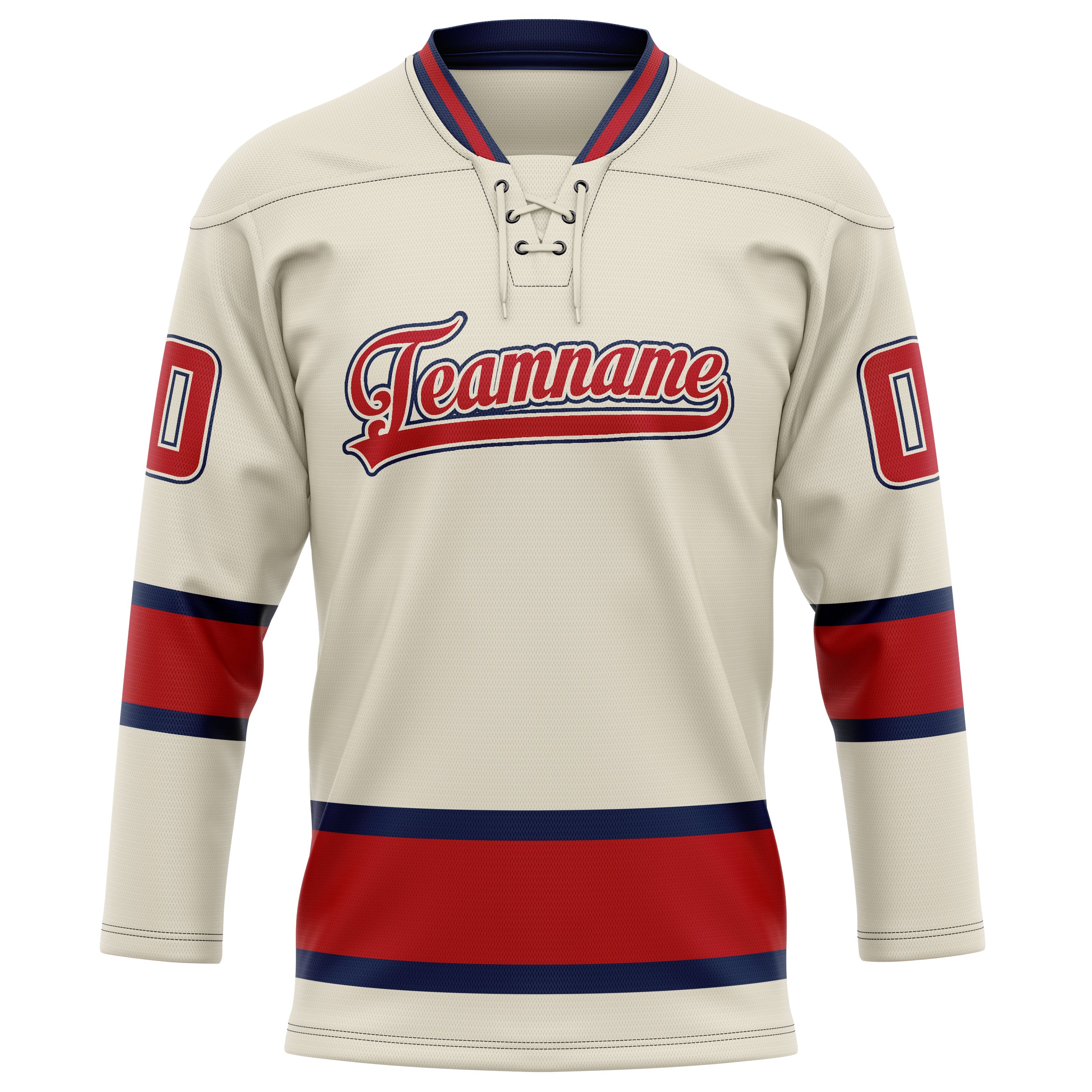 Custom Cream Red Solid Colour Hockey Jersey