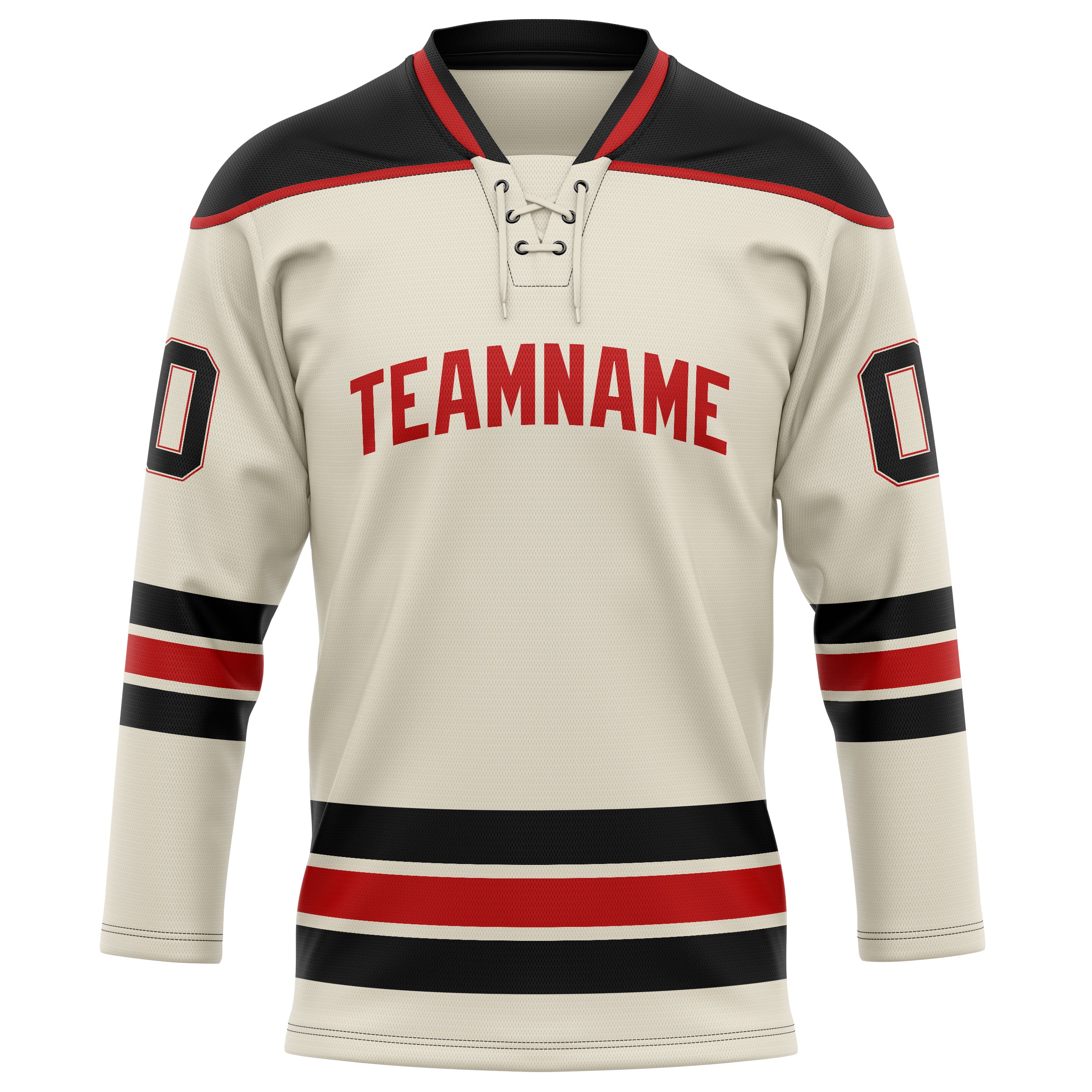 Custom Cream Black Solid Colour Hockey Jersey